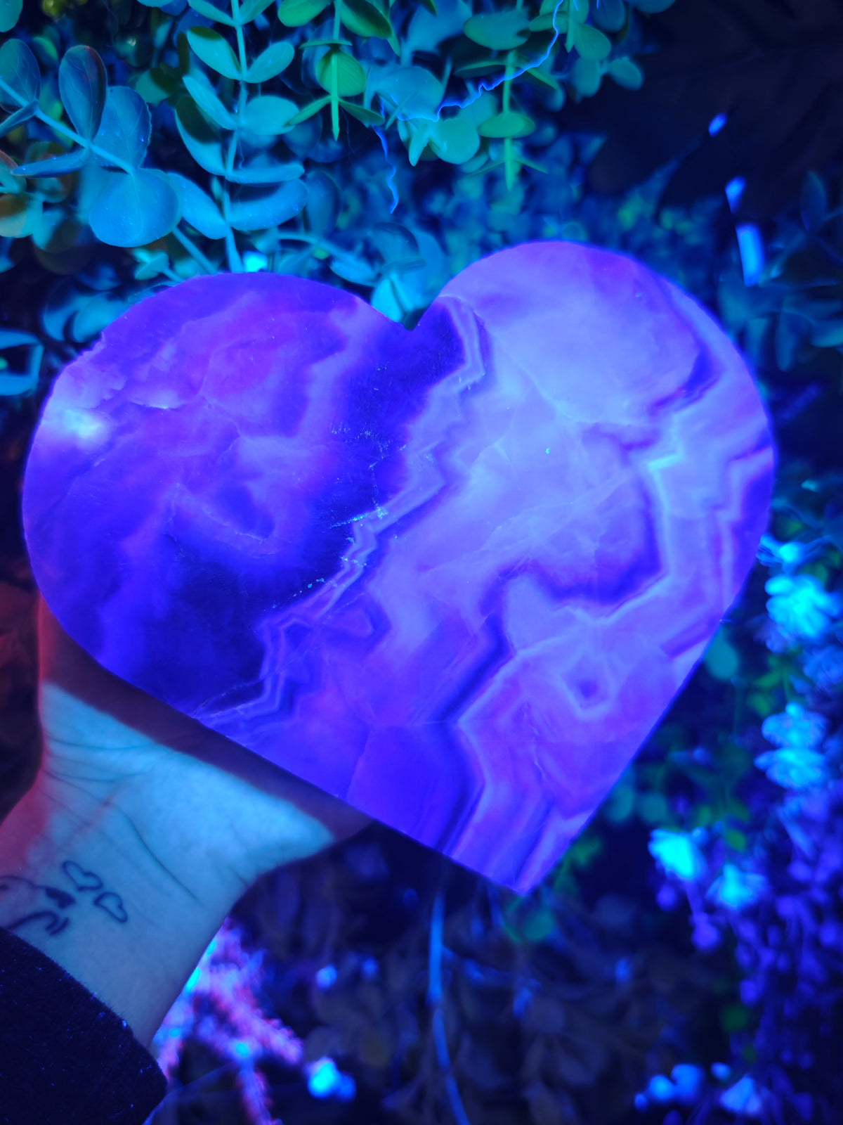 Fluorite Heart Half Raw Half Polished
