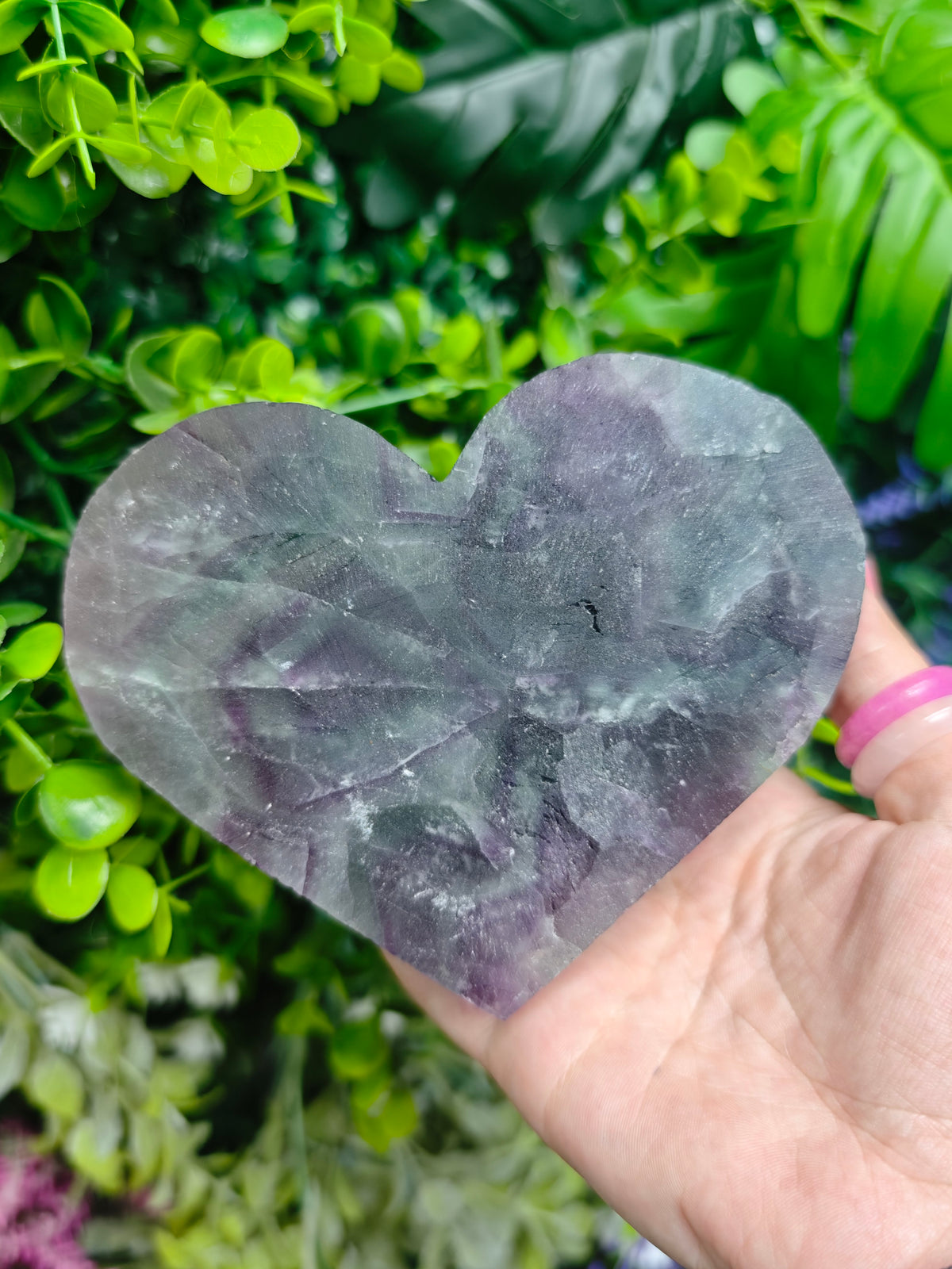 Fluorite Heart Half Raw Half Polished