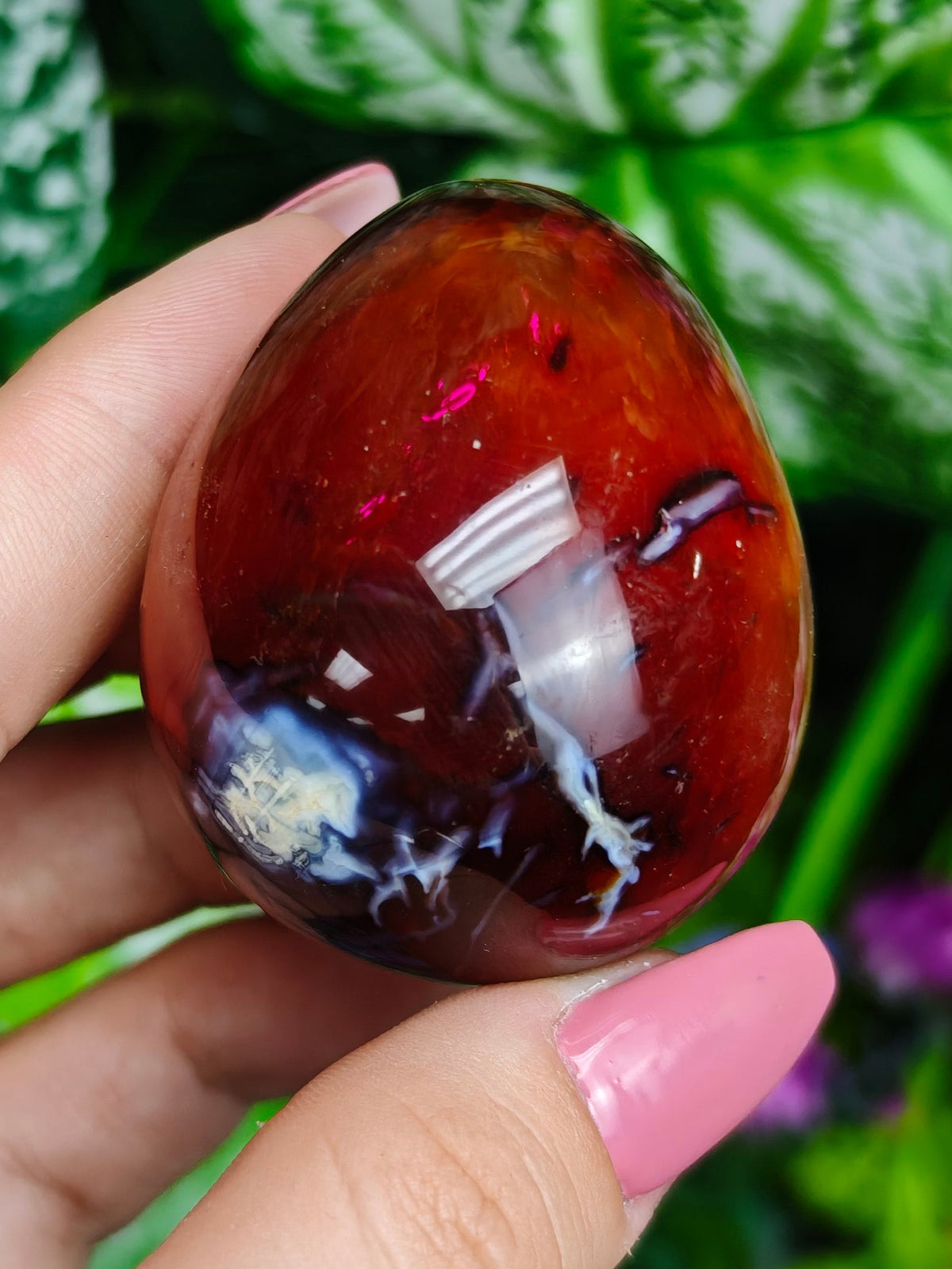 Carnelian and Orca Agate Egg