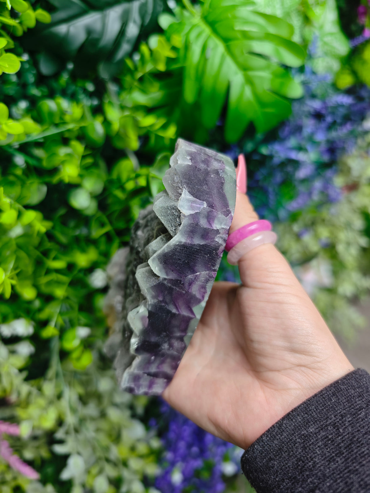 Fluorite Heart Half Raw Half Polished