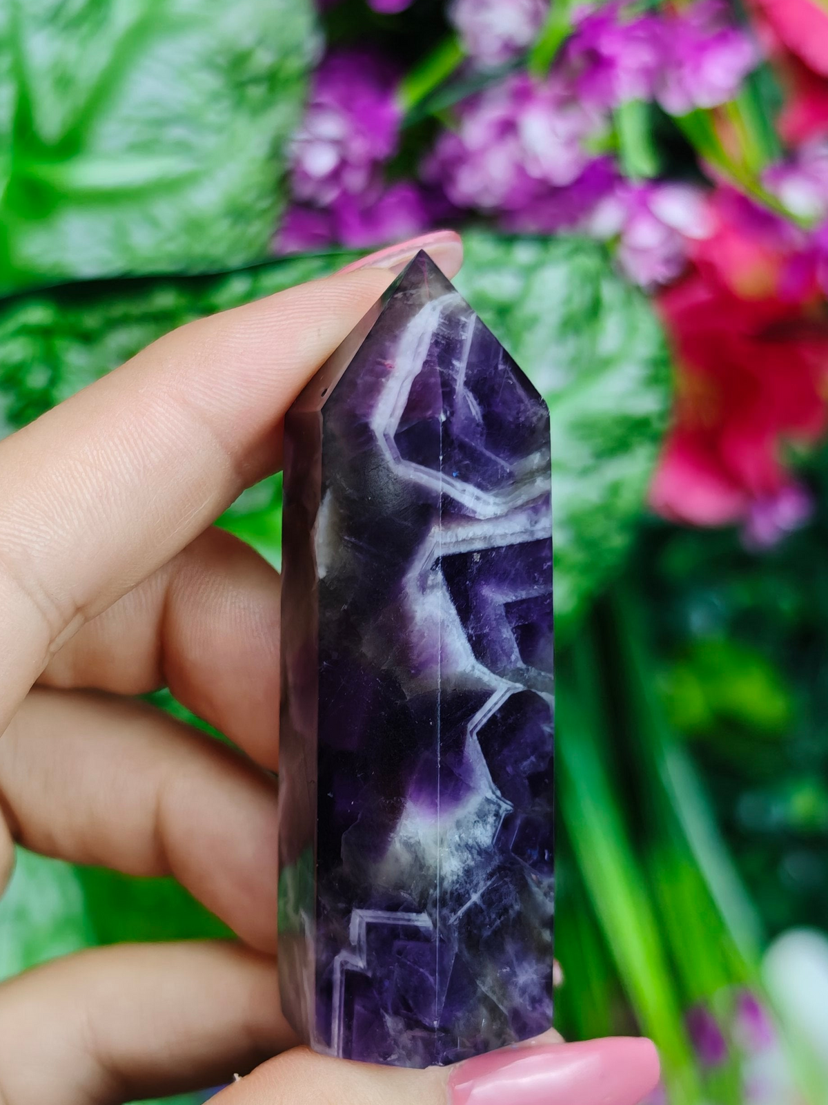 Chevron Amethyst with Smoky Quartz Towers