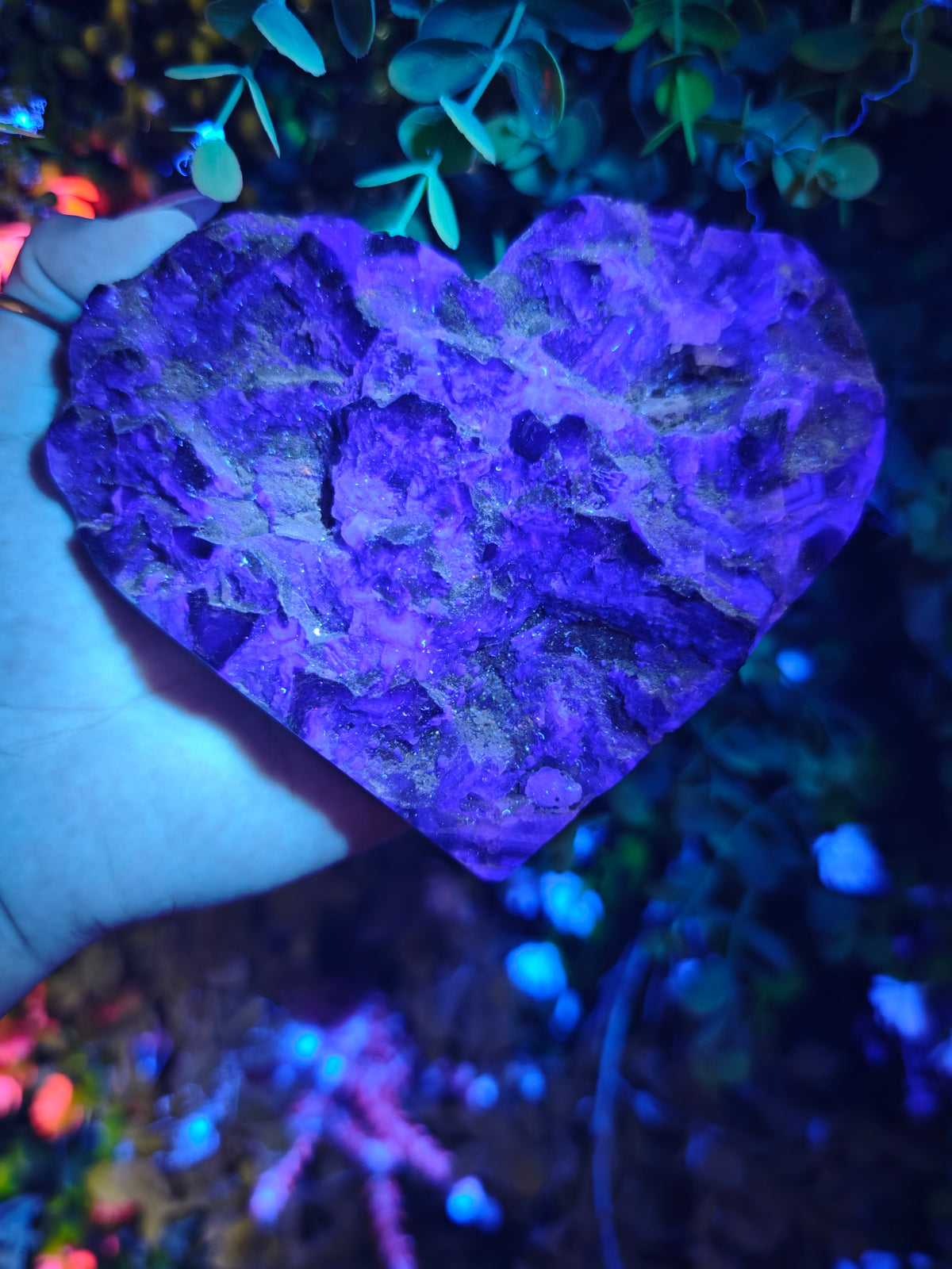 Fluorite Heart Half Raw Half Polished