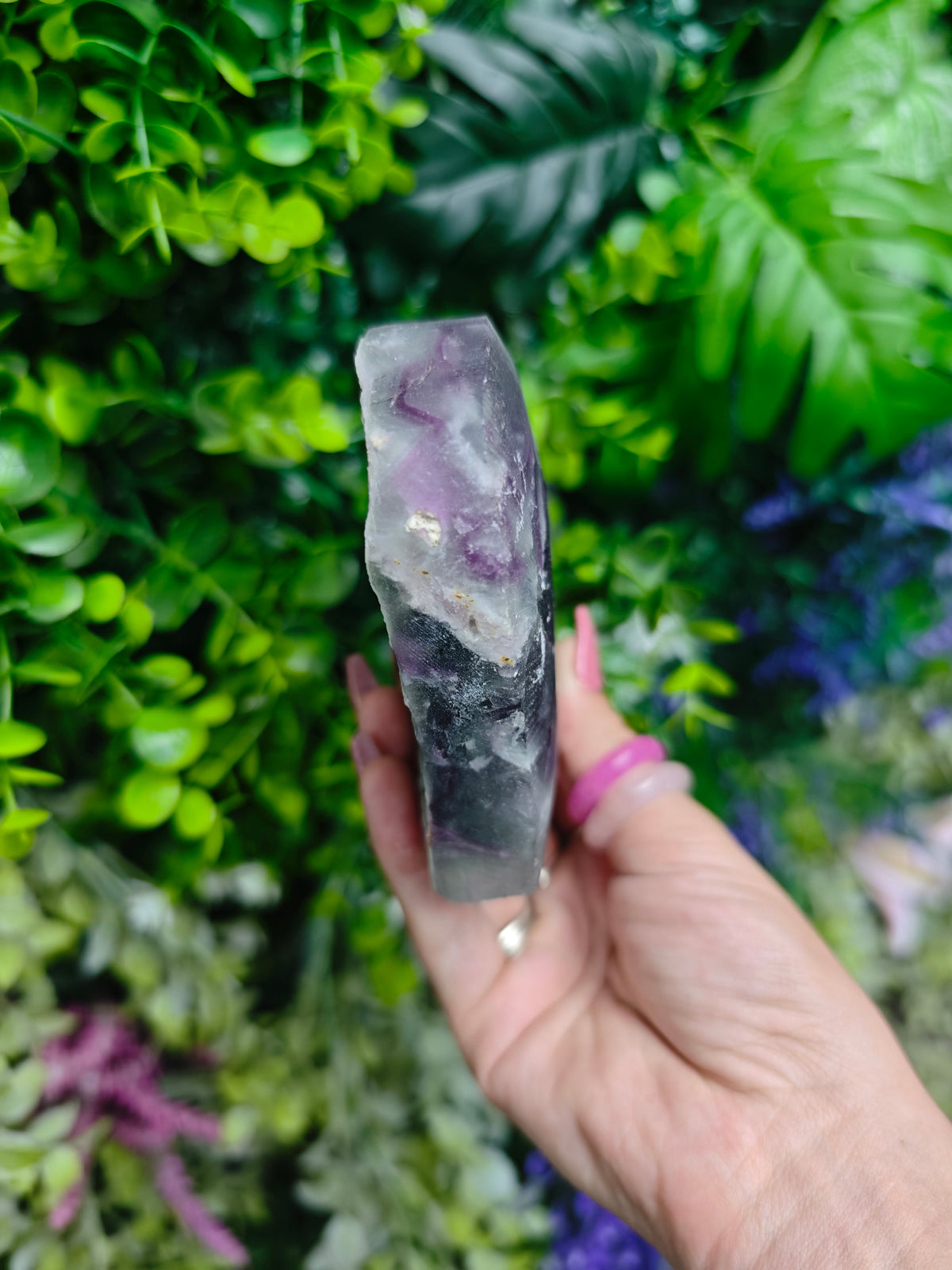 Fluorite Heart Half Raw Half Polished