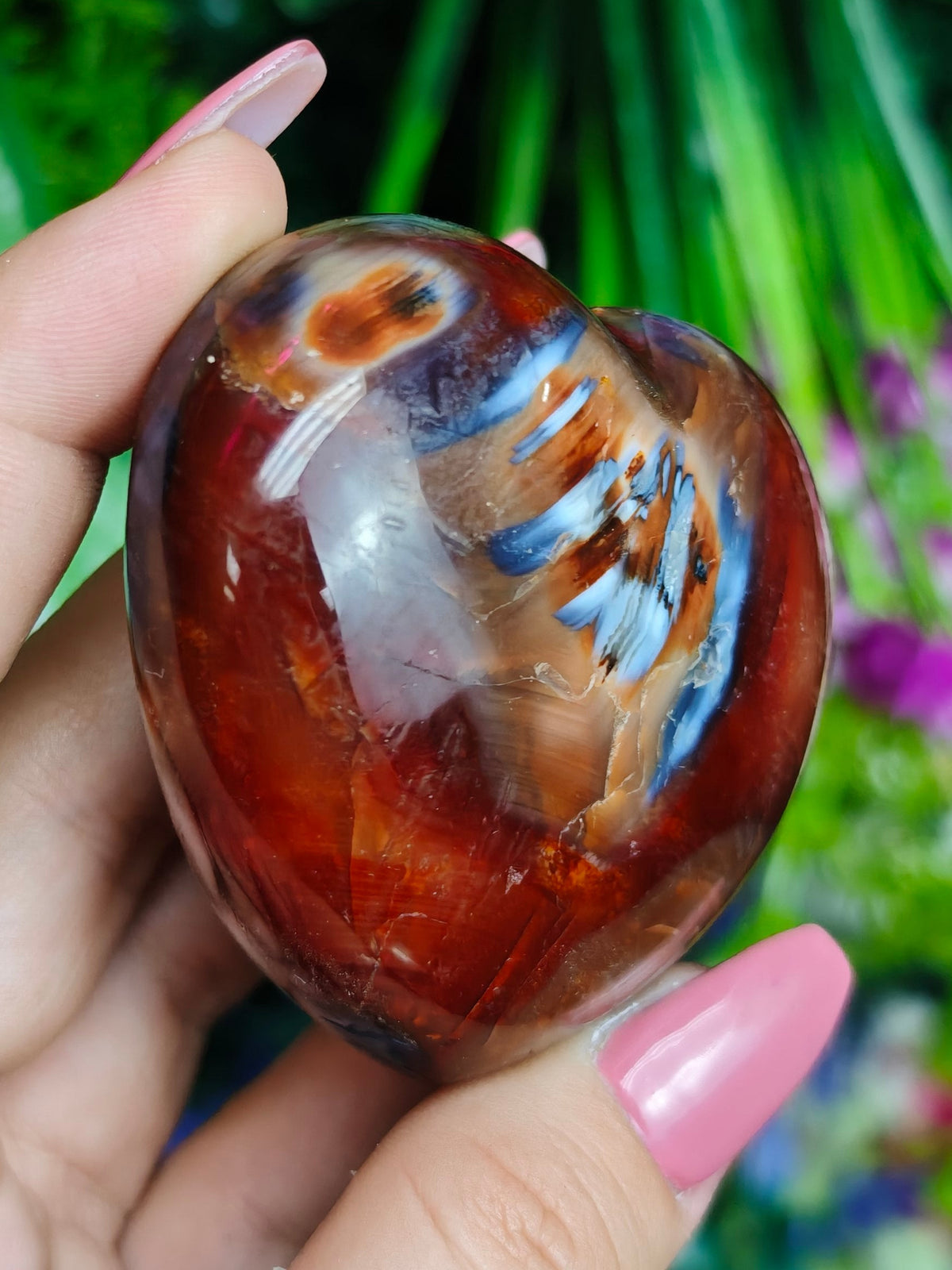 Carnelian & Orca Agate Heart