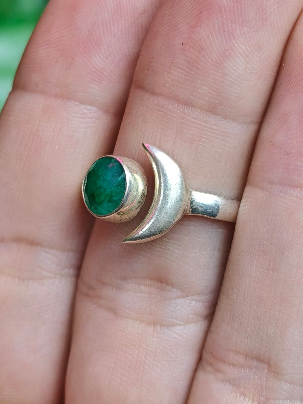 Emerald Ring Size 10 Sterling Silver