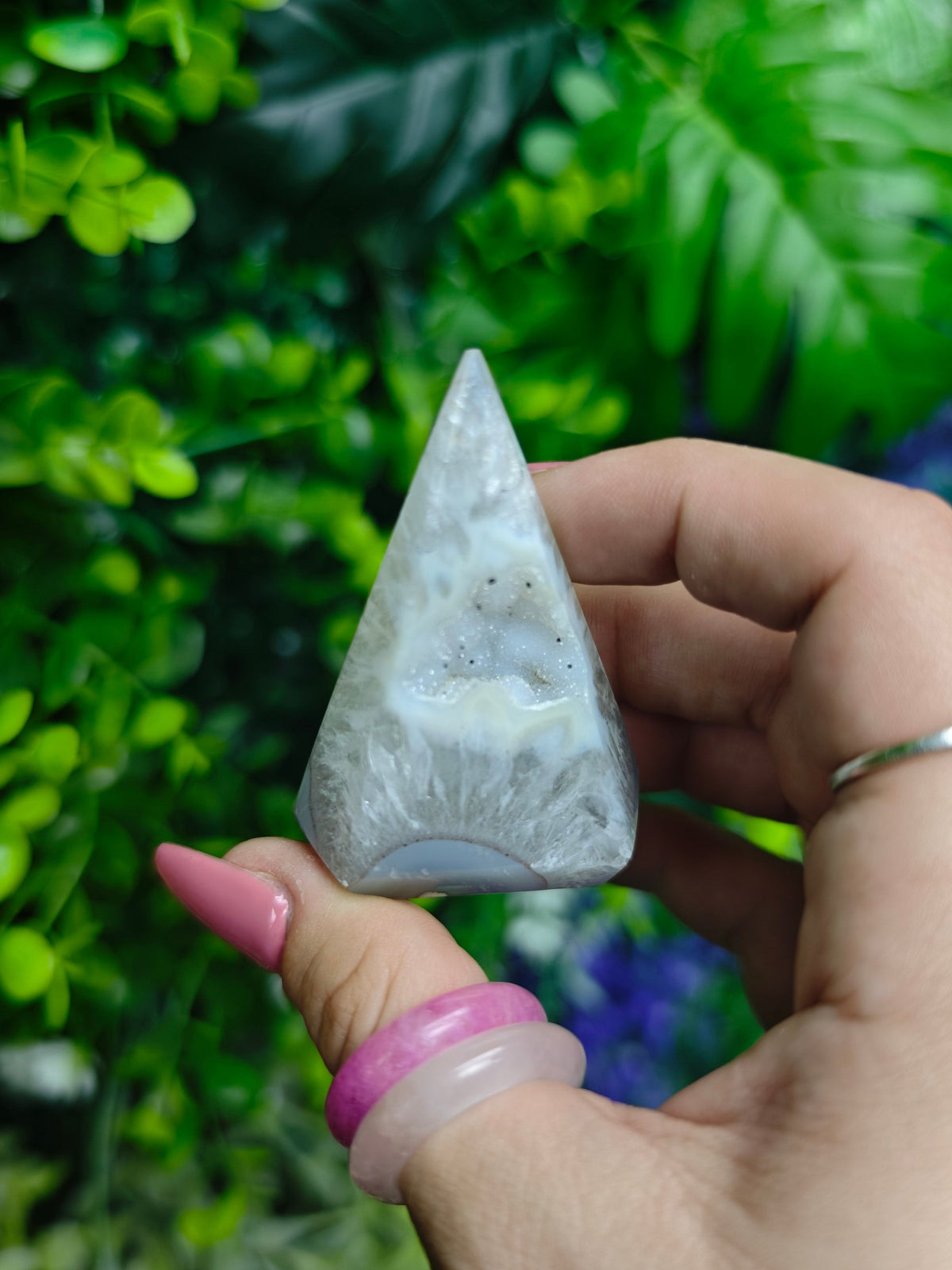 Brazilian Agate & Druzy Quartz Pyramid