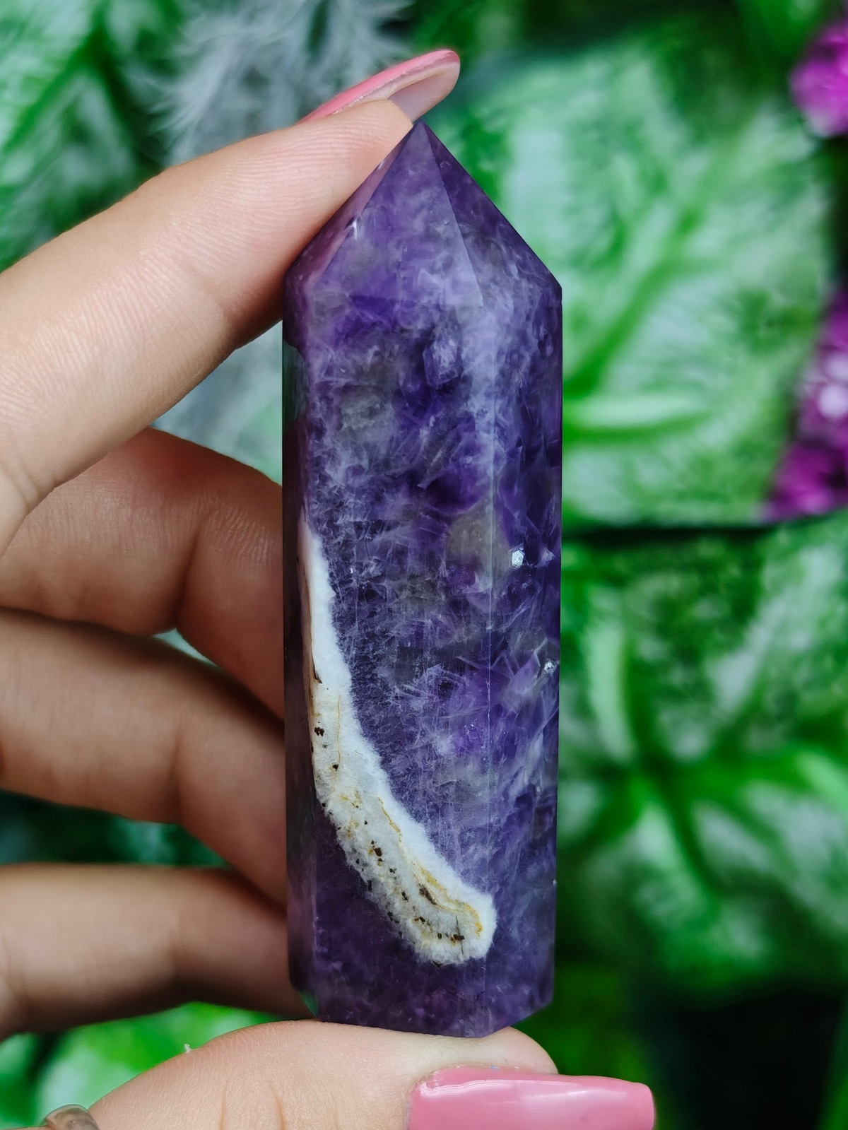 Chevron Amethyst with Smoky Quartz Towers
