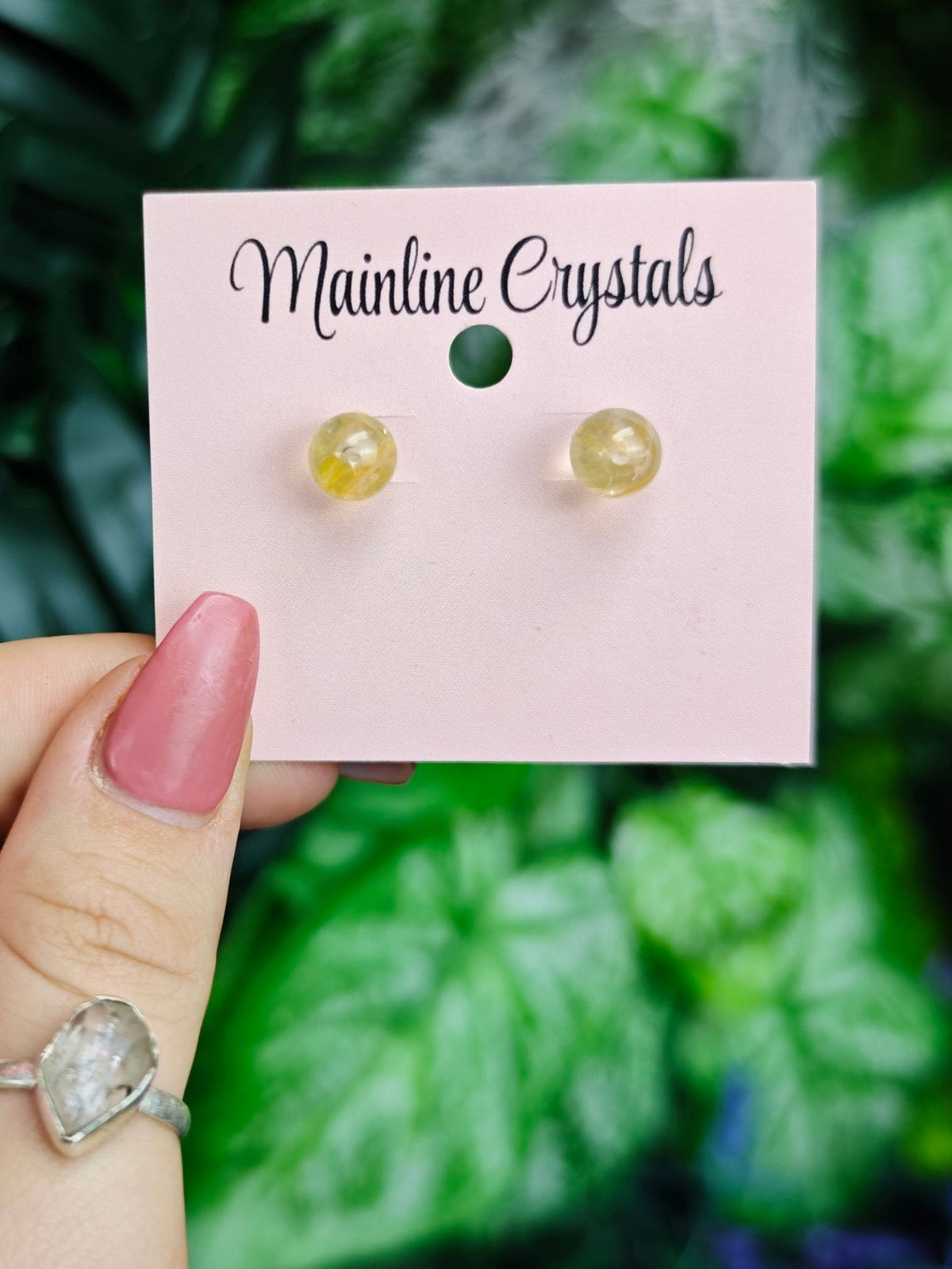 Gemstone Stud Sterling Silver Earrings
