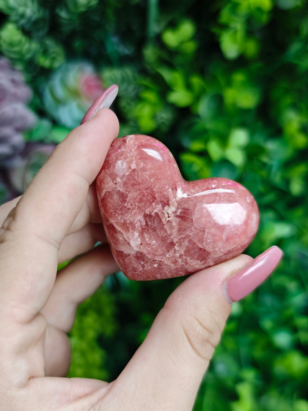 Rhodochrosite Heart Carvings