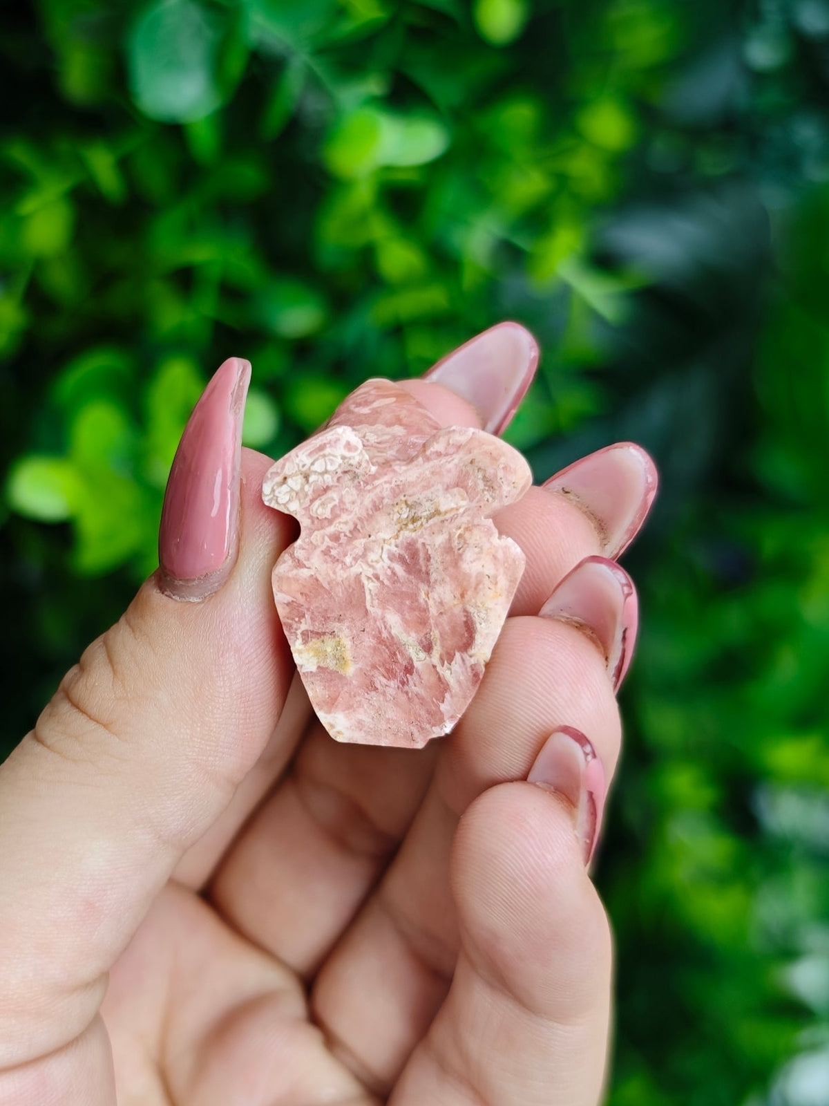 Rhodochrosite Frog Carving
