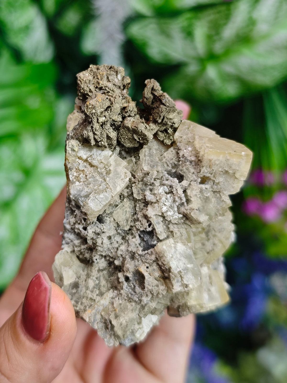 Yellow Fluorite with Pyrite & Quartz Specimen