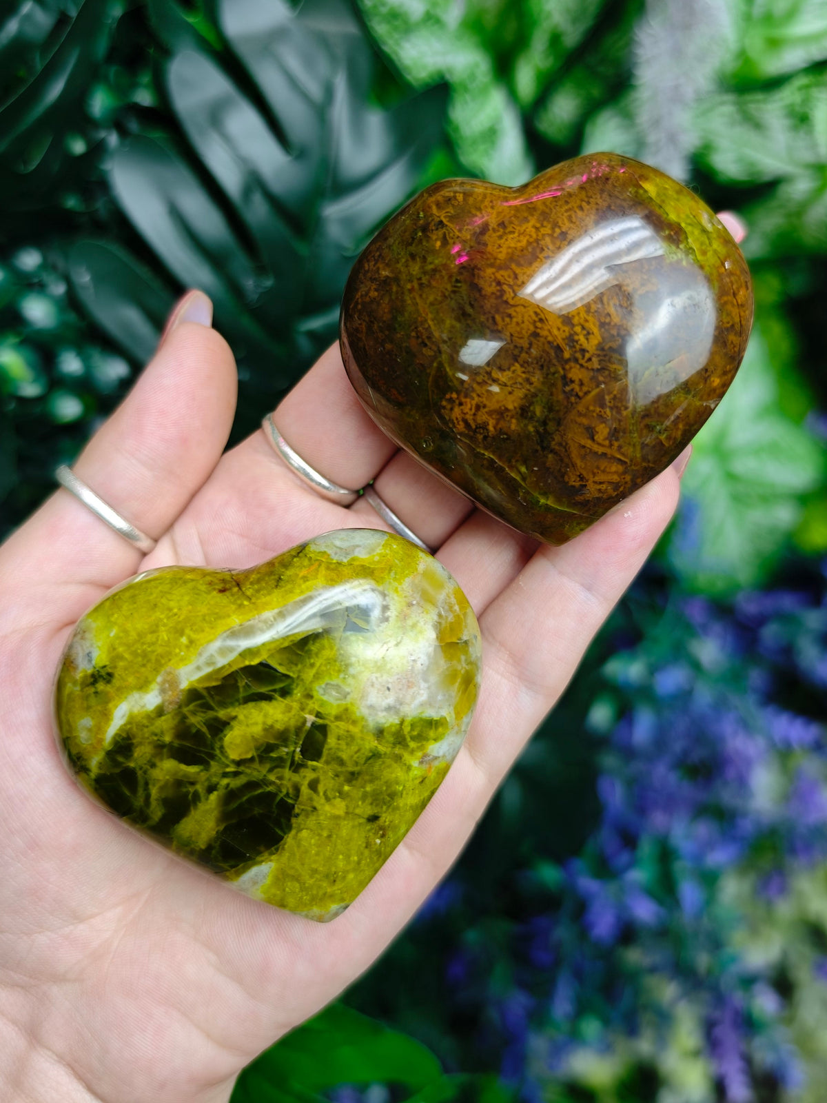 Green Opal Puffy Heart