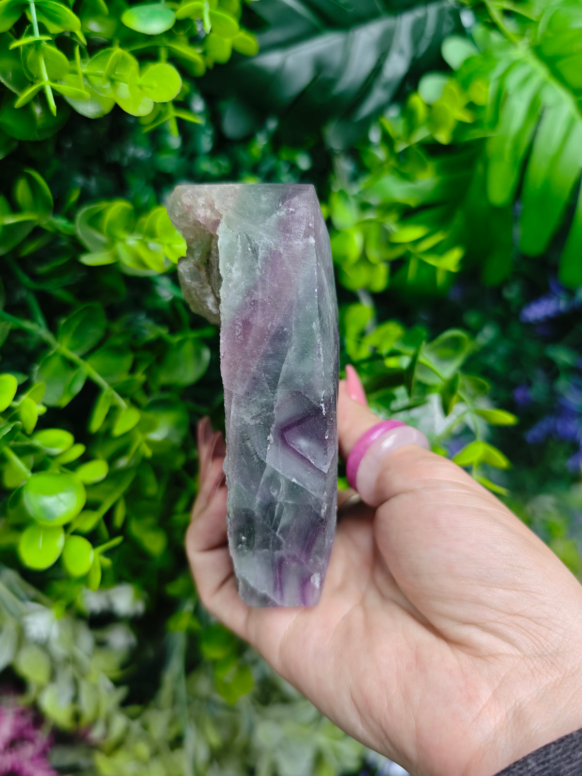 Fluorite Heart Half Raw Half Polished