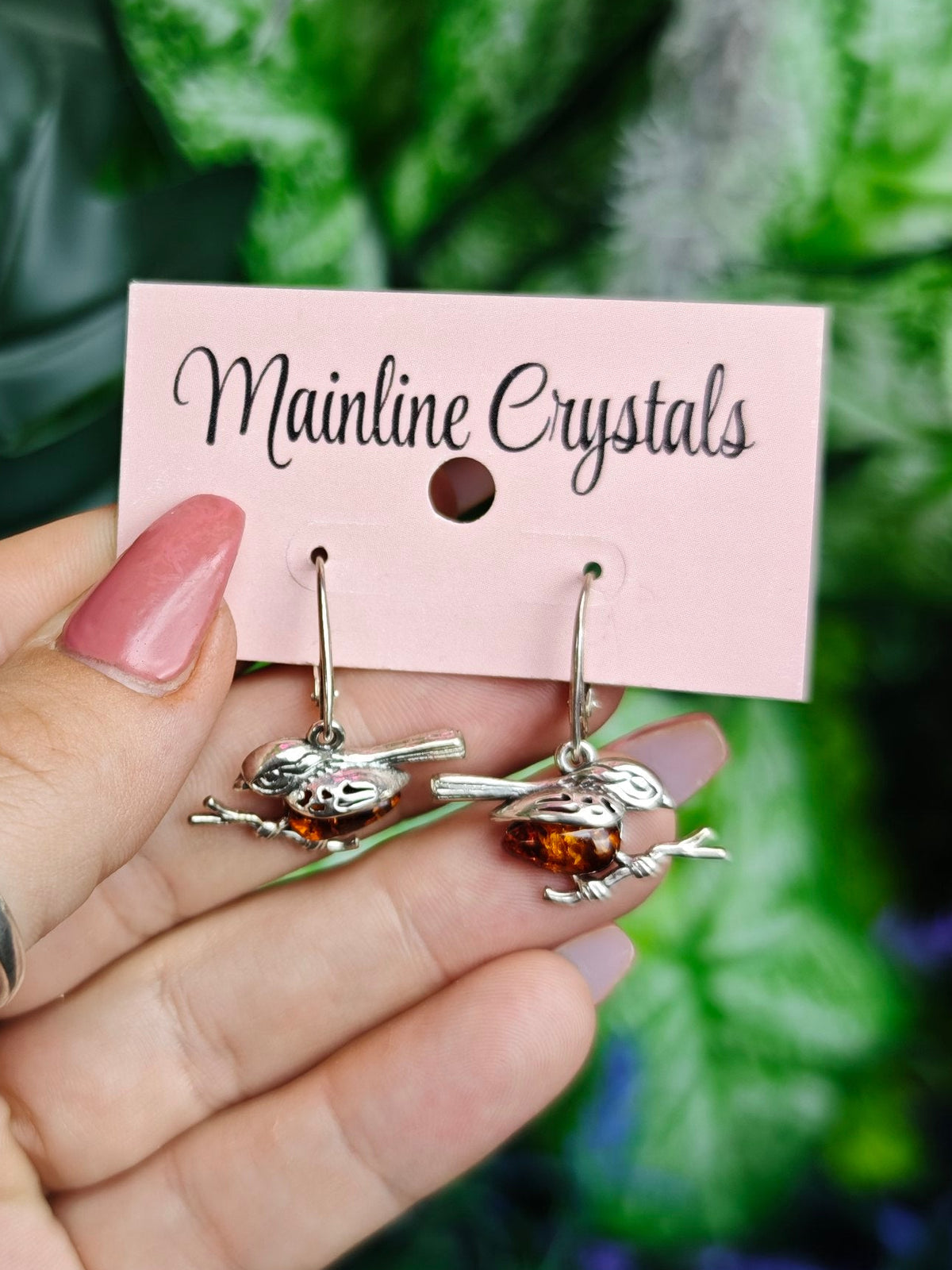 Baltic Amber Bird Sterling Silver Earrings