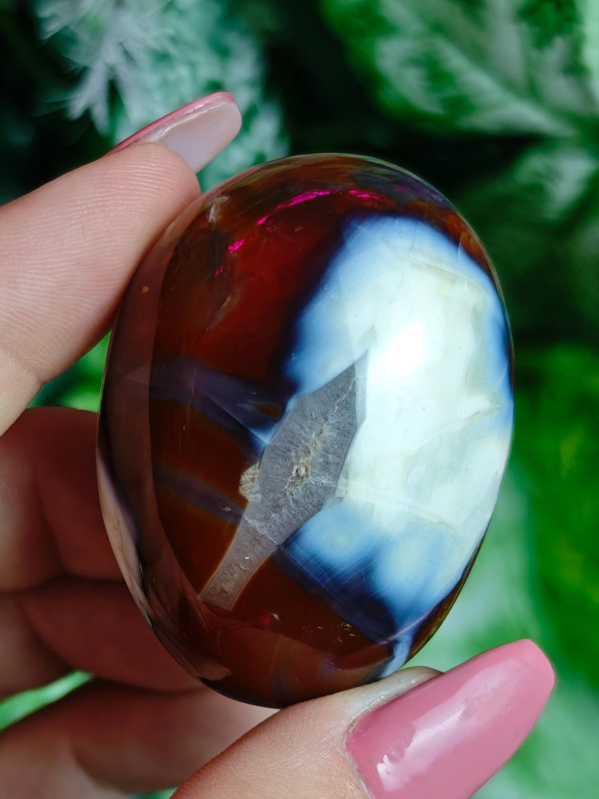 Carnelian & Orca Agate Palm Stone