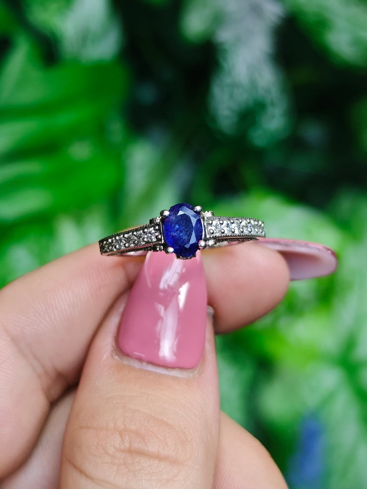 Sapphire Ring Size 8.5 Sterling Silver