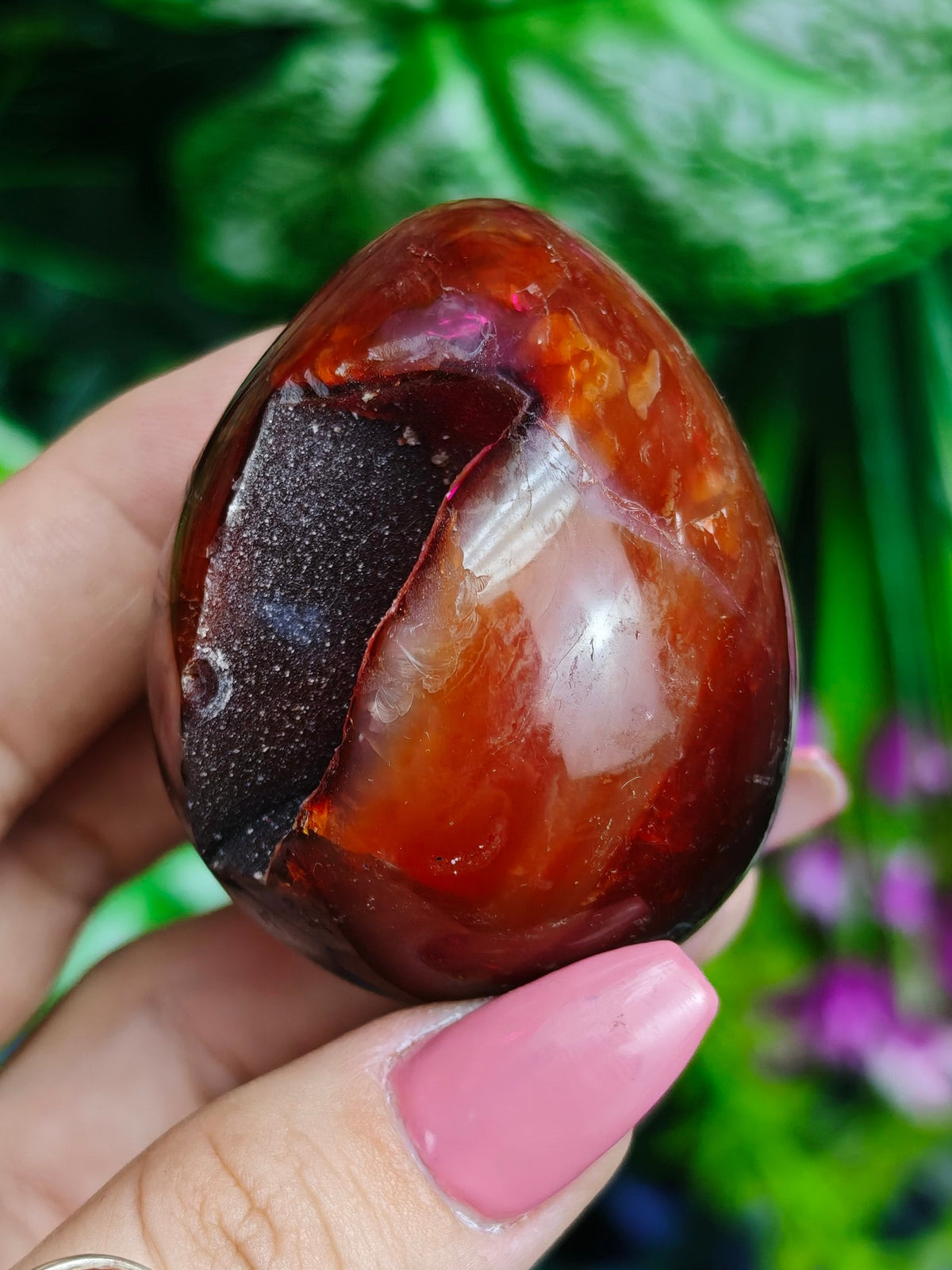 Carnelian and Orca Agate Egg