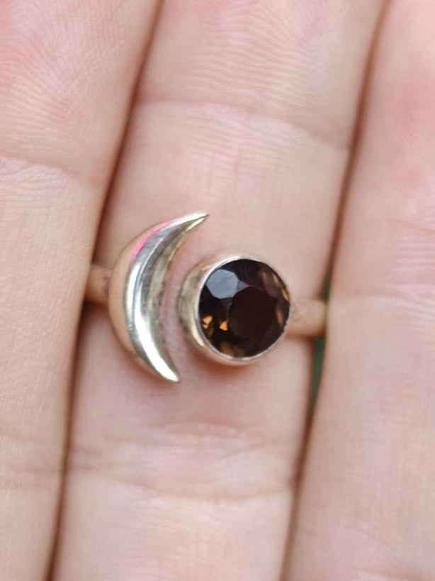 Smoky Quartz Ring Size 7 Sterling Silver