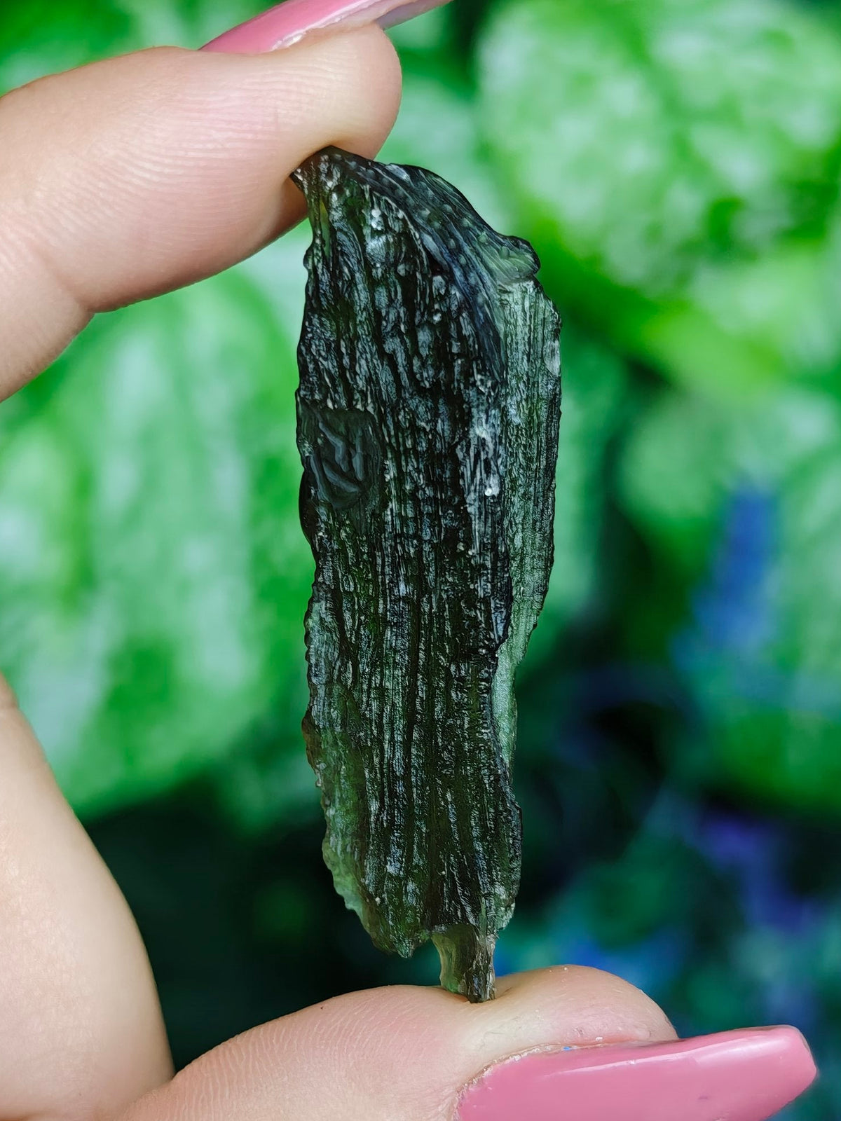 Moldavite Goddess Body Carving