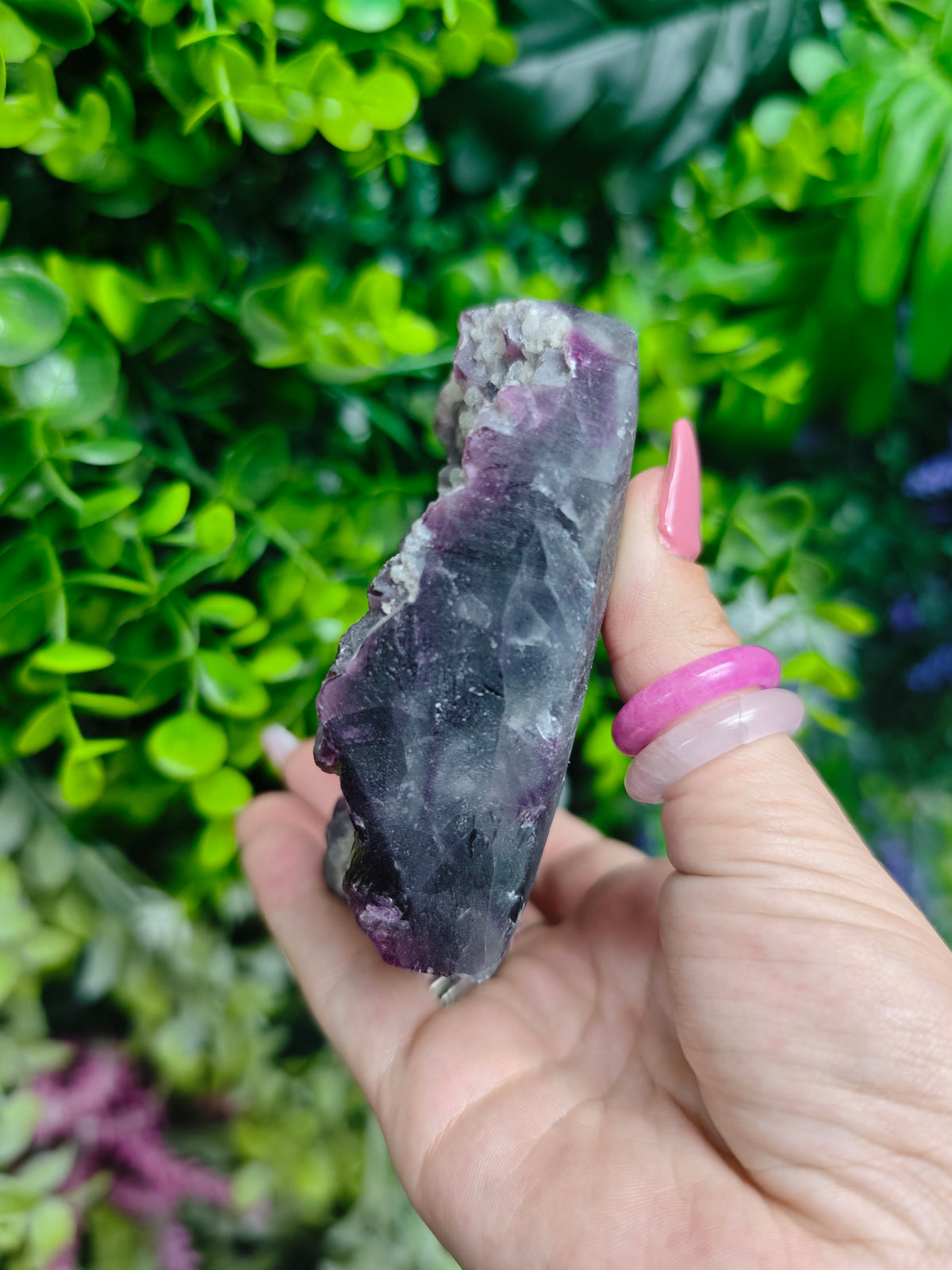 Fluorite Heart Half Raw Half Polished