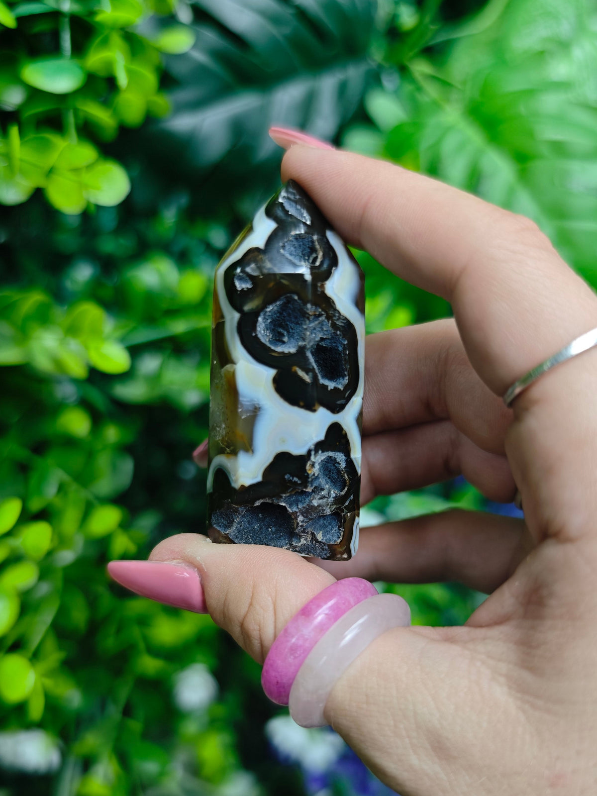 Brazilian Eye Agate & Druzy Quartz Tower