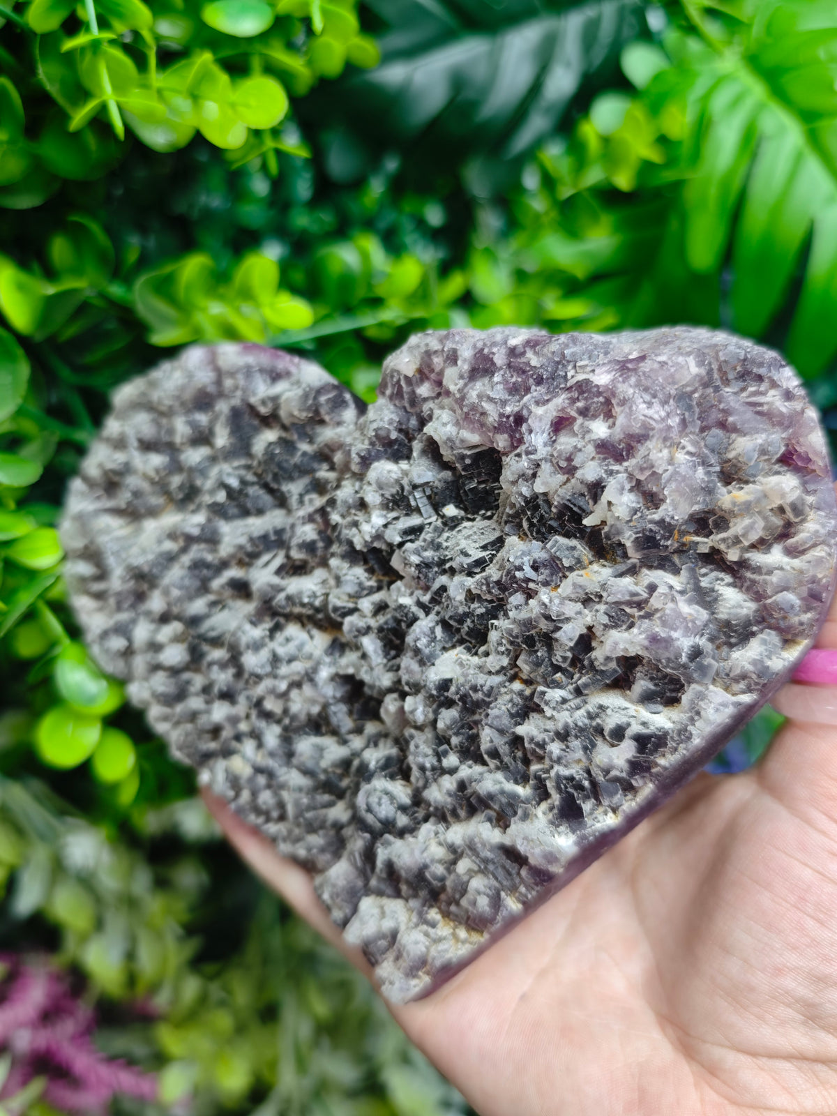 Fluorite Heart Half Raw Half Polished