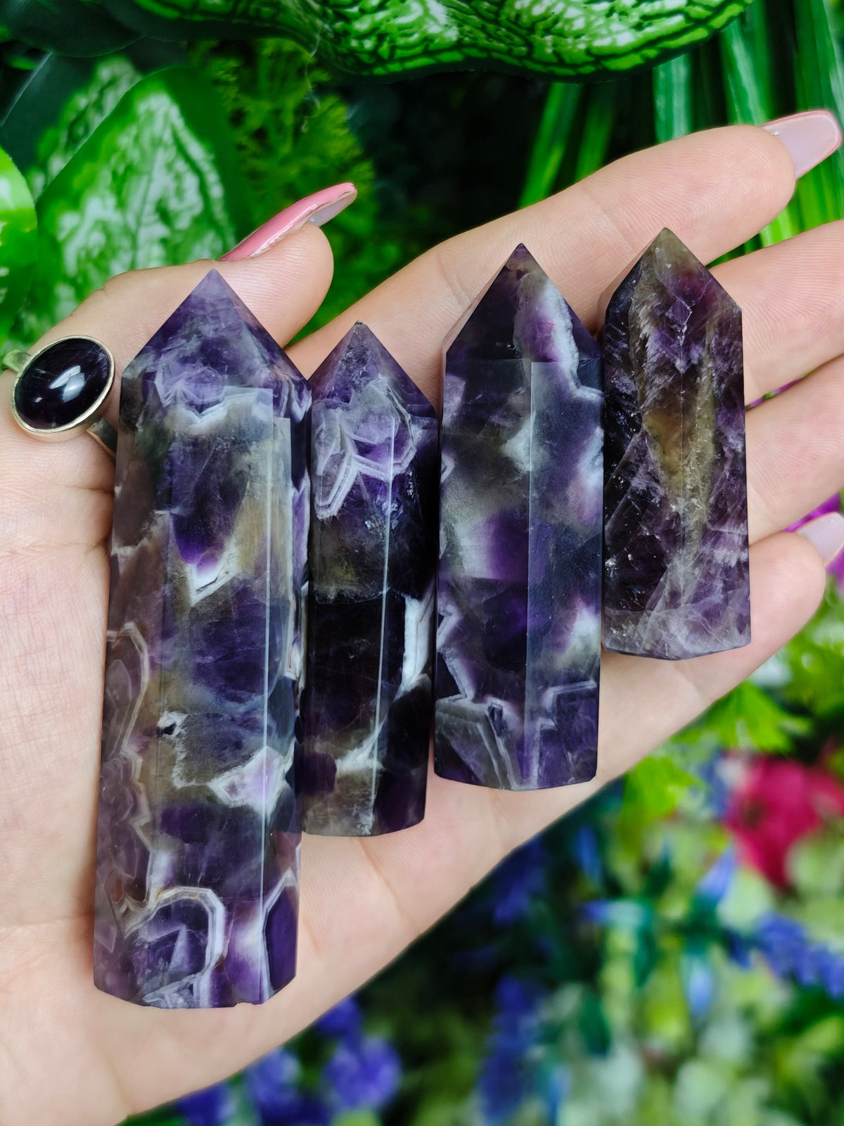 Chevron Amethyst with Smoky Quartz Towers