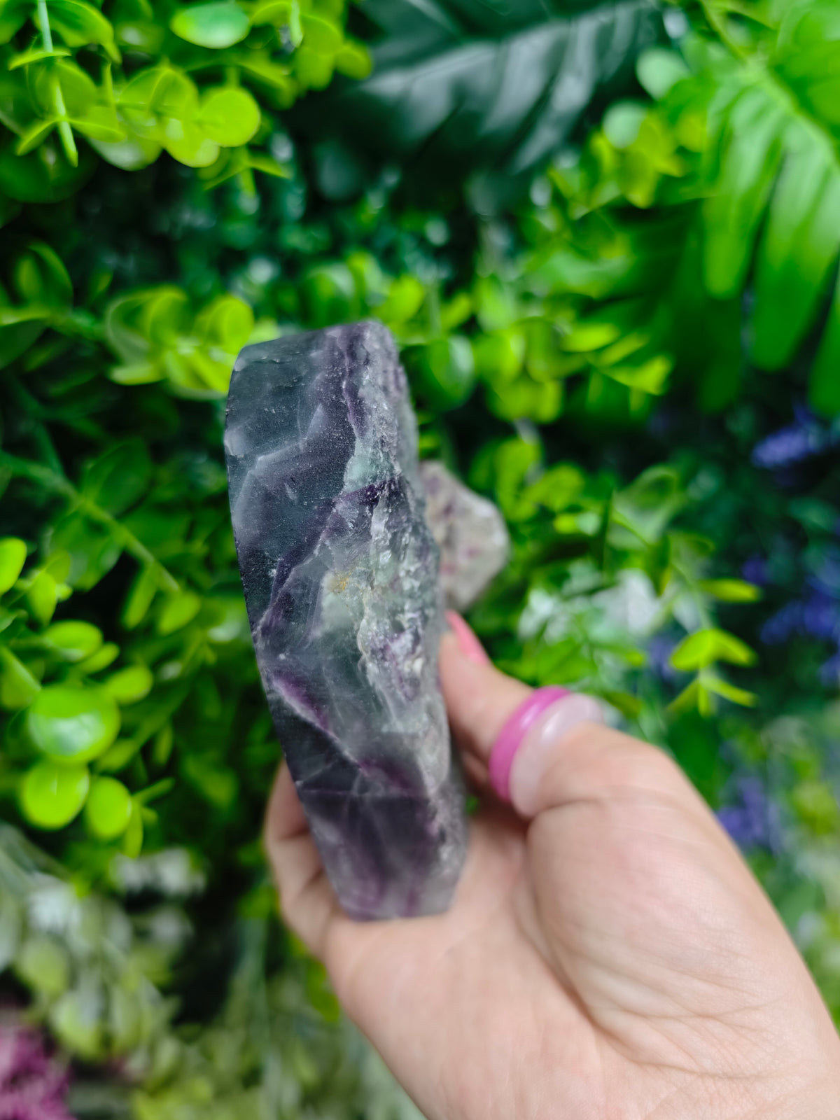 Fluorite Heart Half Raw Half Polished