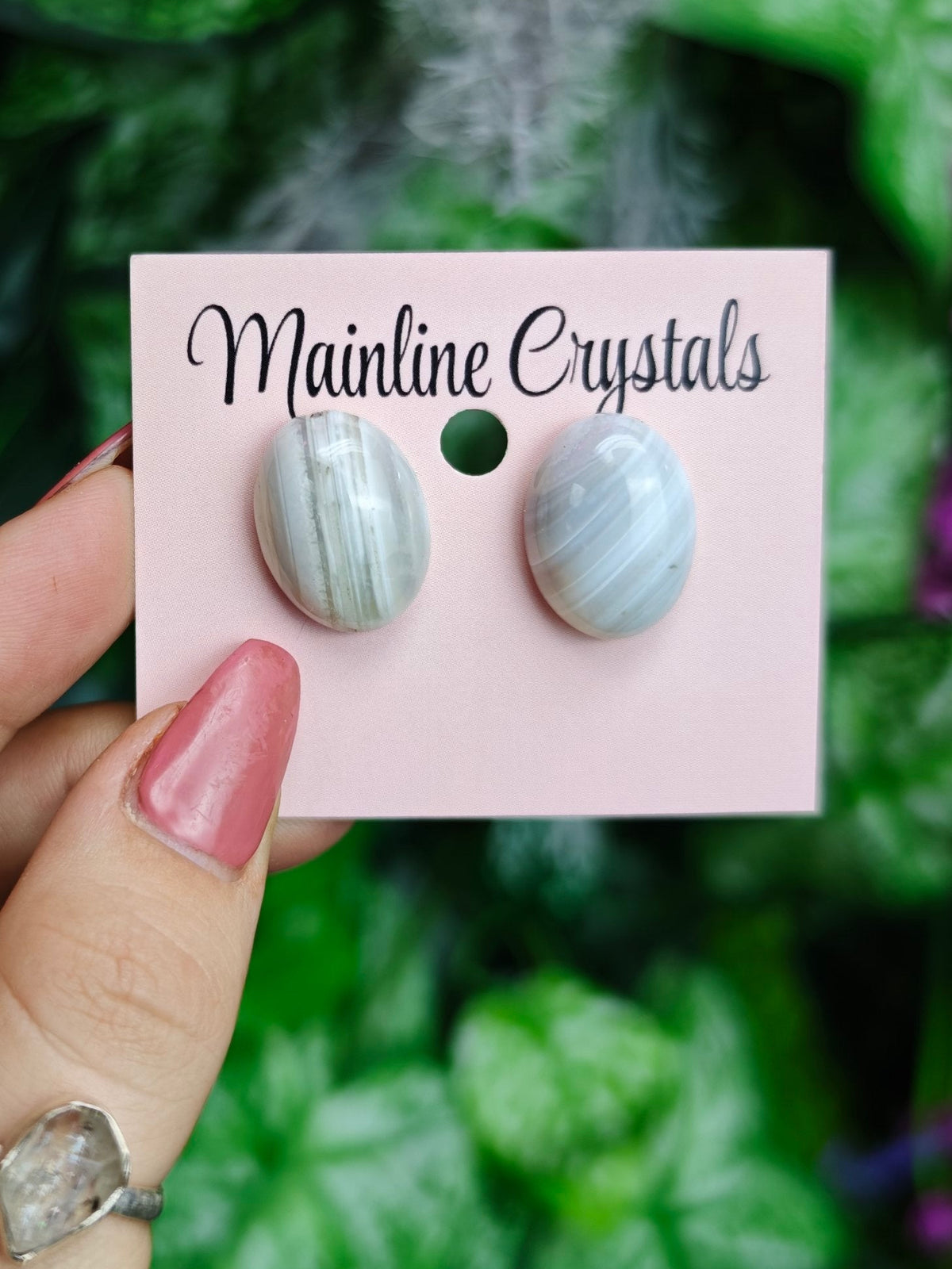 Agate Sterling Silver Stud Earrings