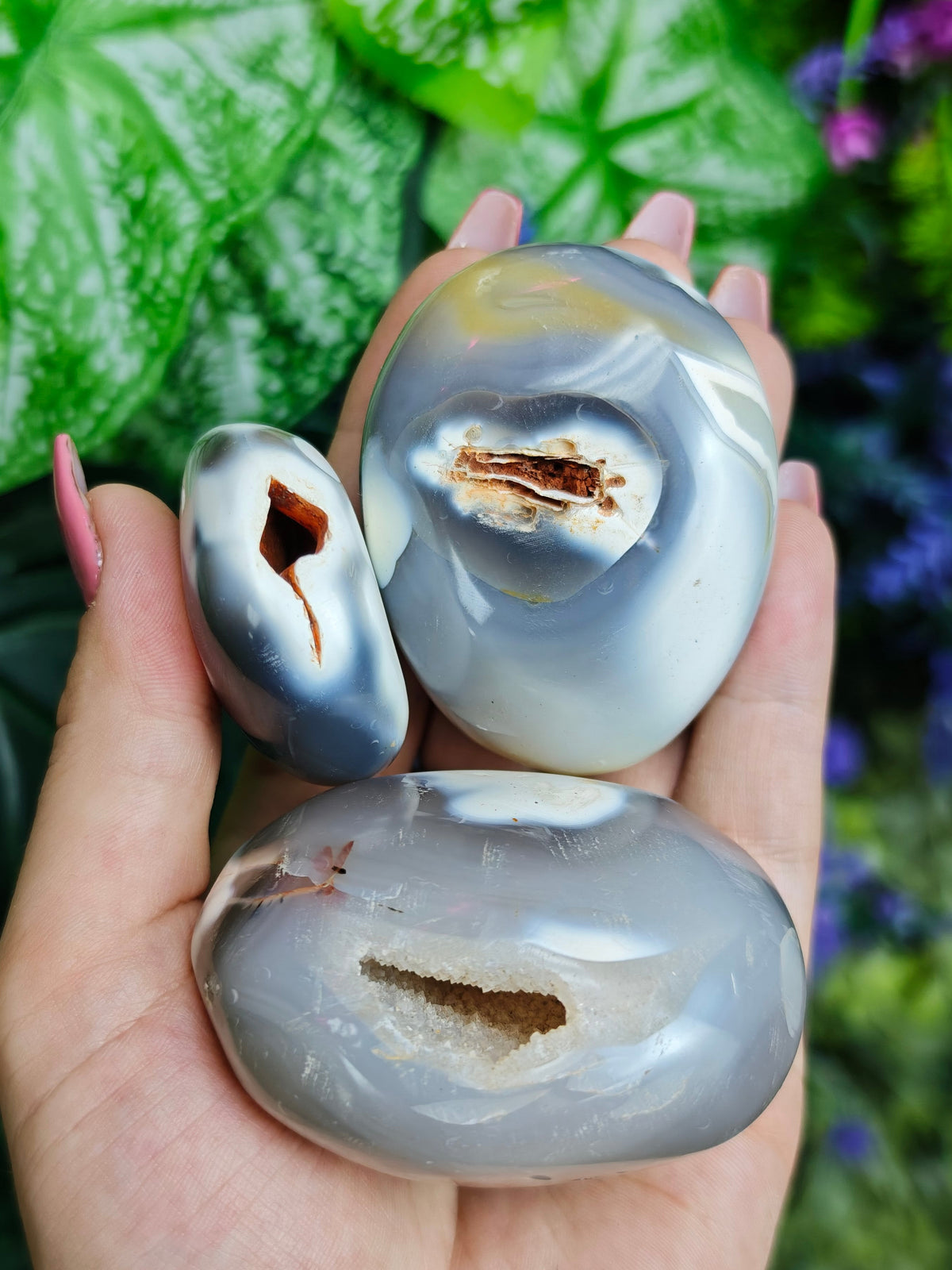 Orca Agate Palm Stone with Inclusions