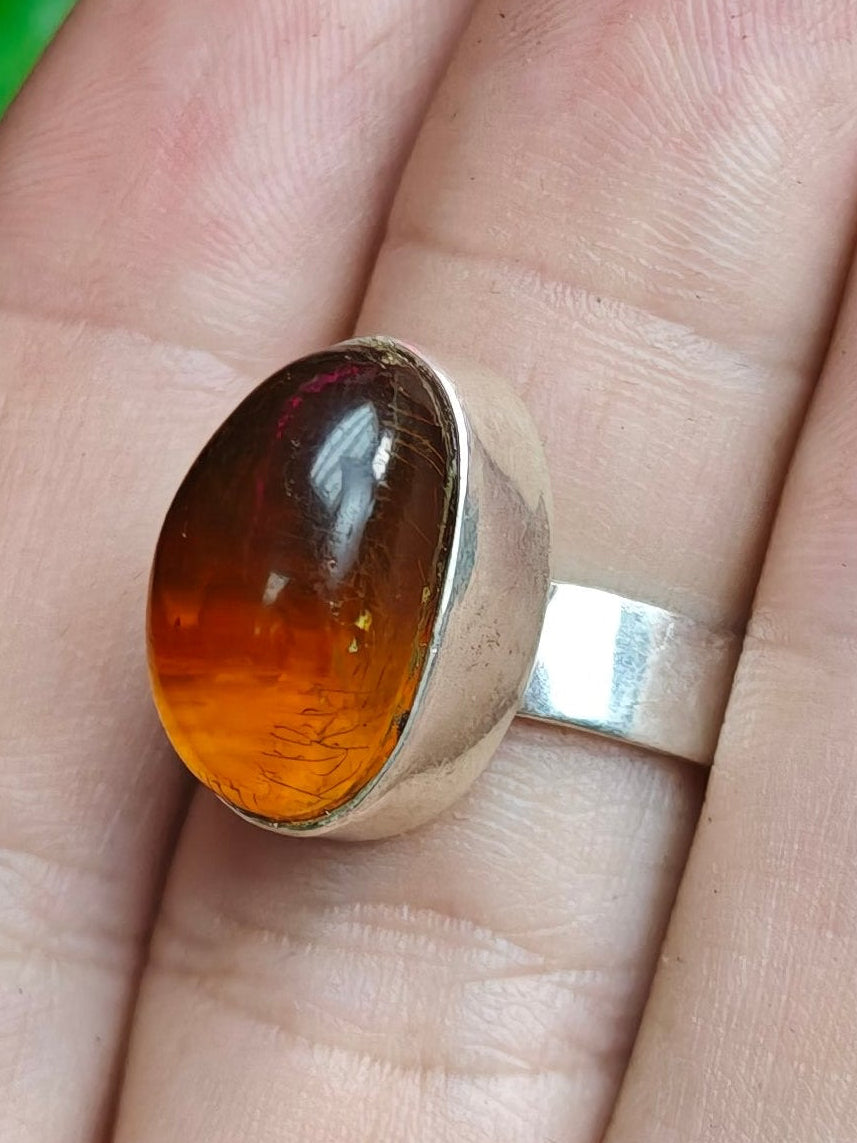 Baltic Amber Ring Size 6.5 Sterling Silver