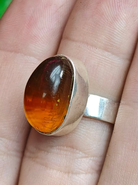 Baltic Amber Ring Size 6.5 Sterling Silver
