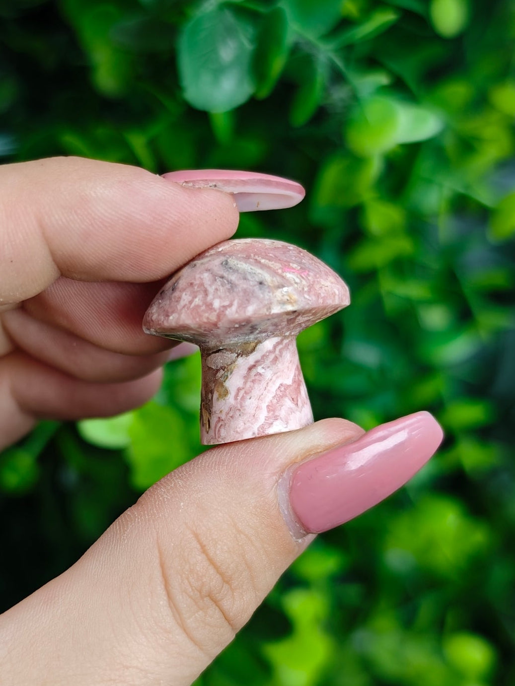 Rhodochrosite Mushroom Carving