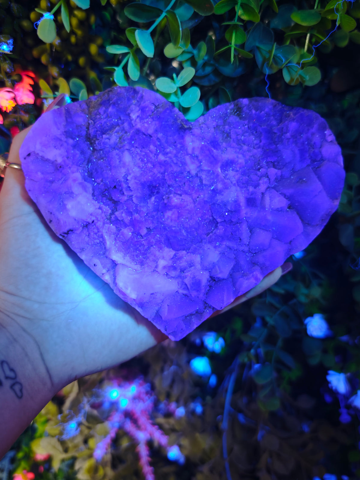 Fluorite Heart Half Raw Half Polished