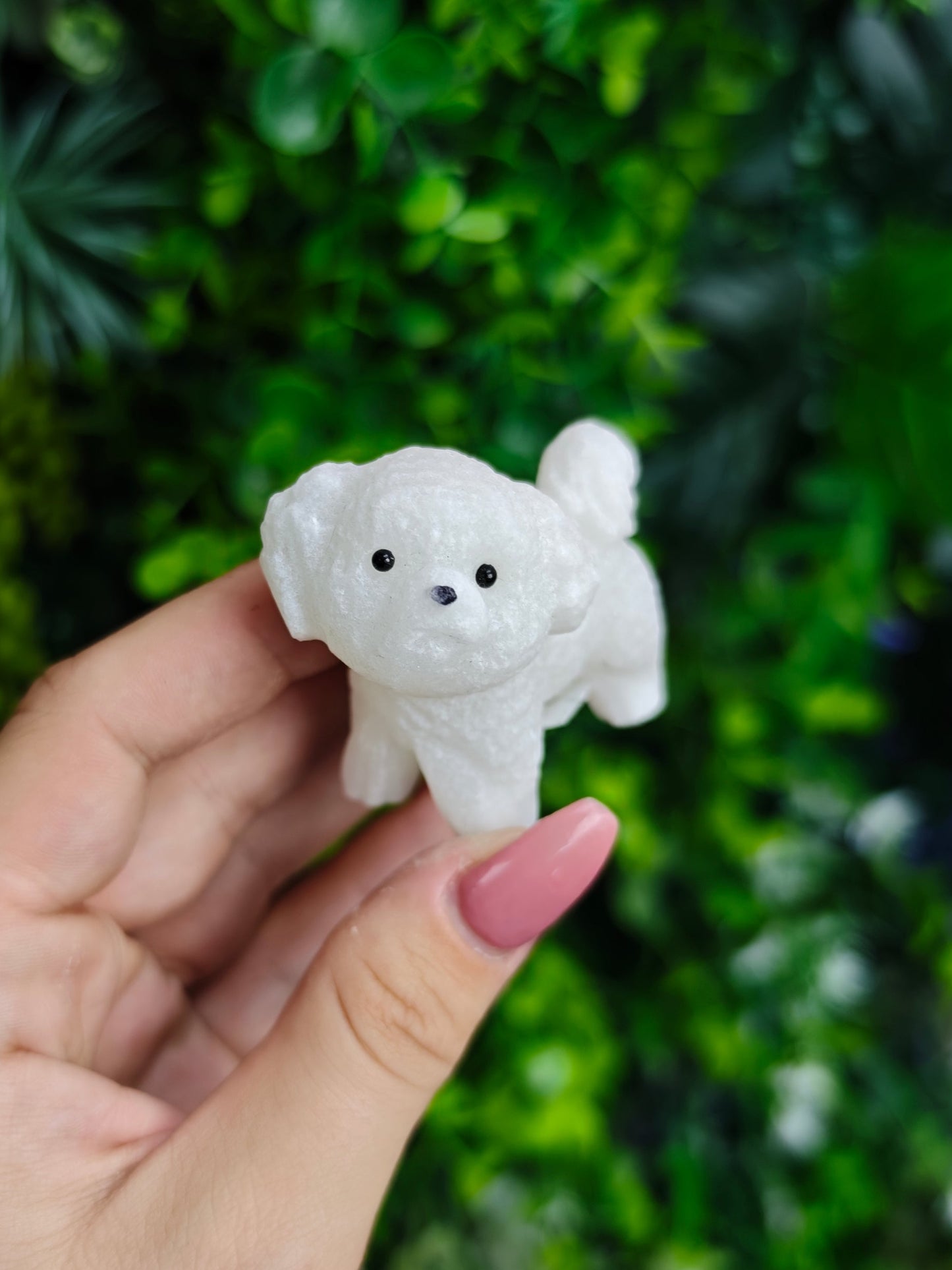 White Jade Poodle Carving