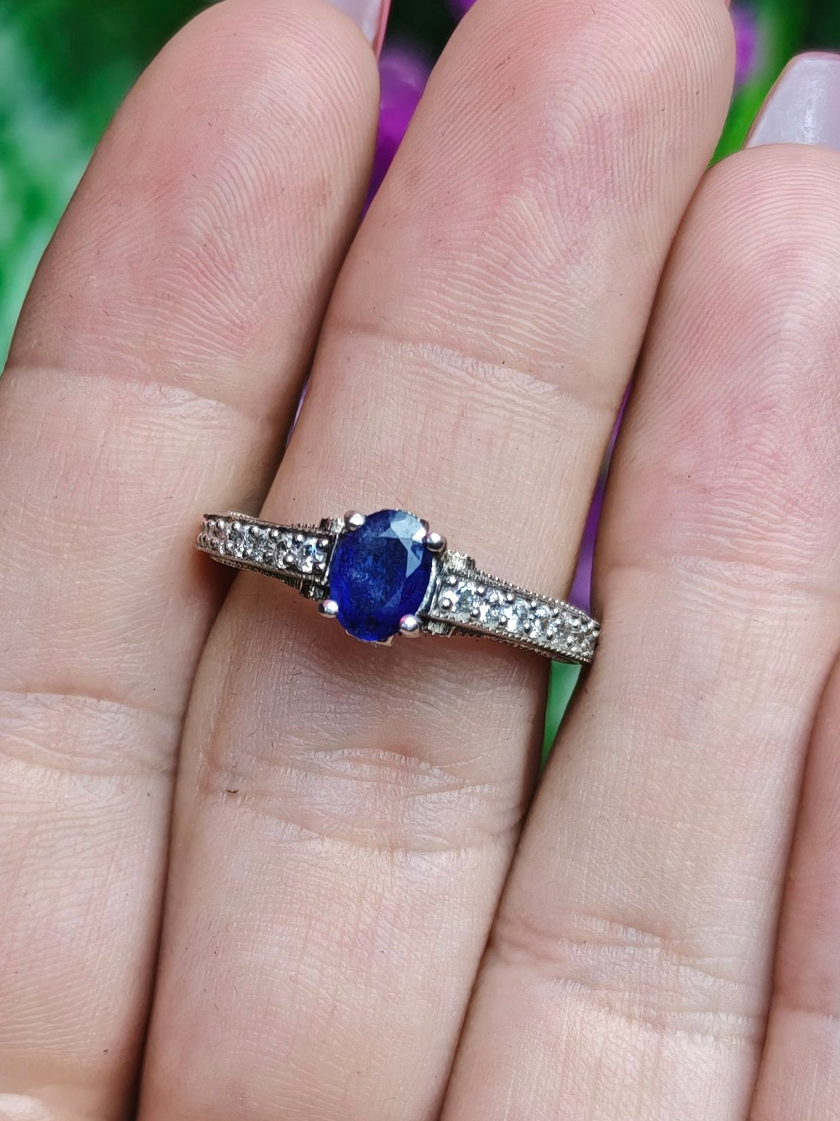 Sapphire Ring Size 8.5 Sterling Silver