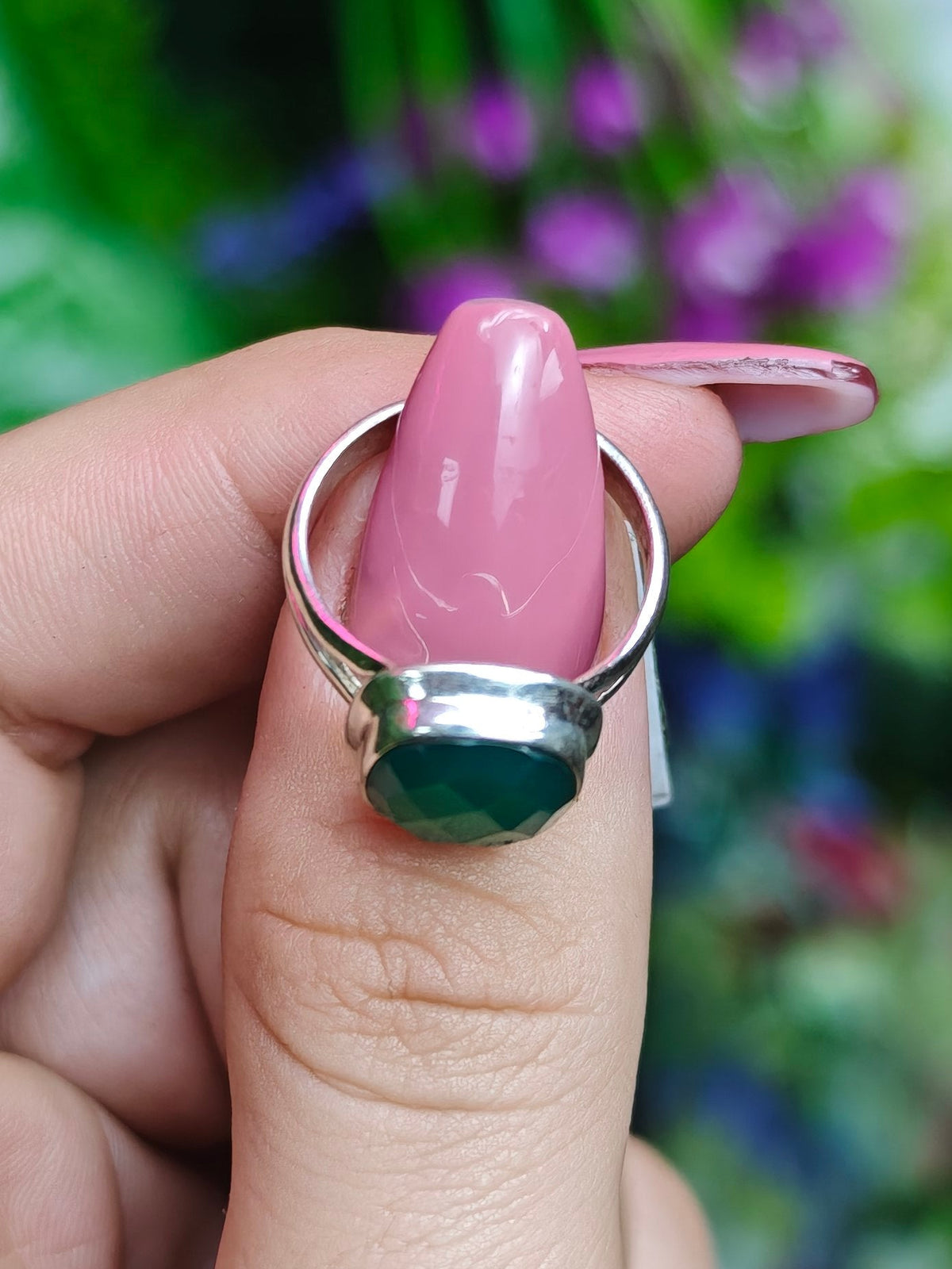 Emerald Ring Size 6 Sterling Silver