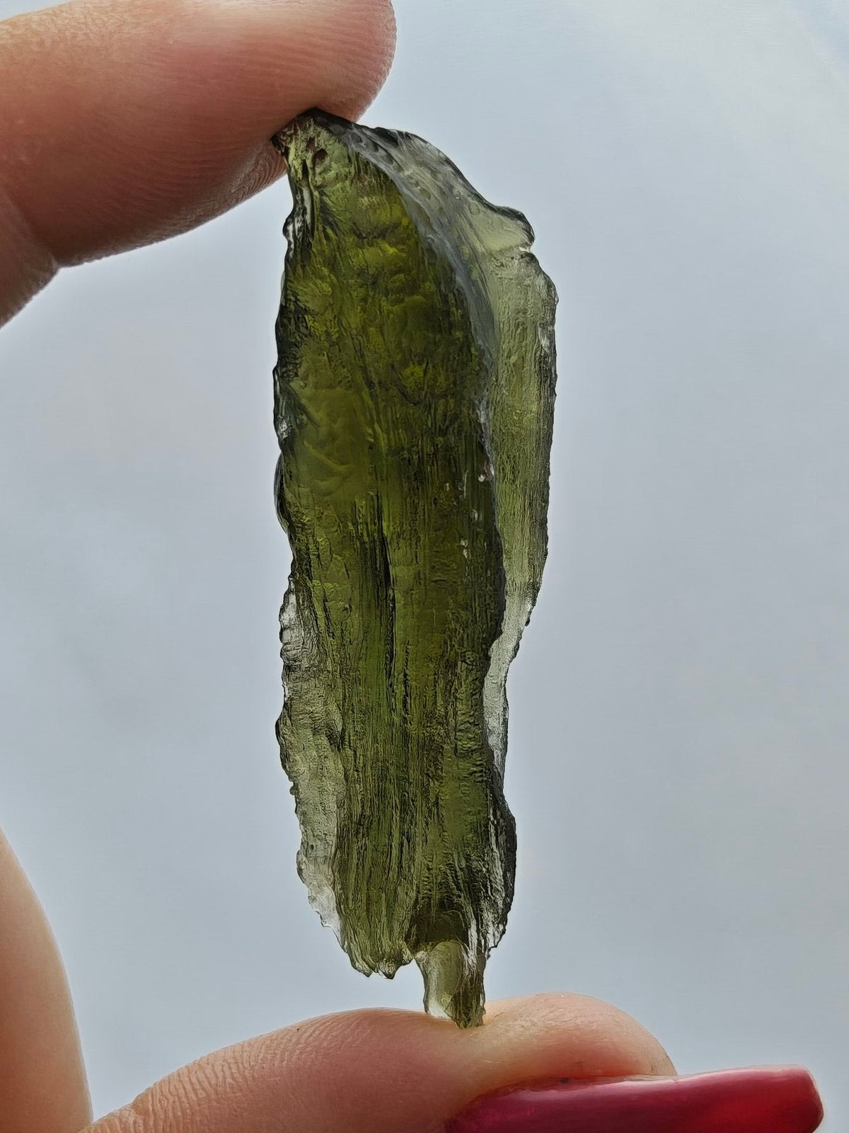Moldavite Goddess Body Carving