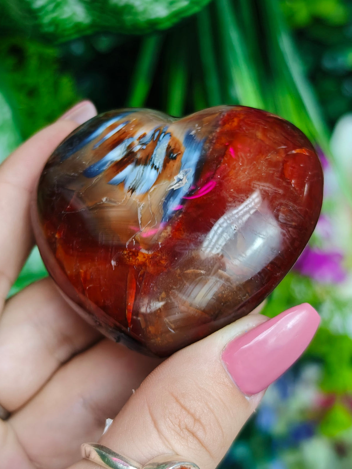Carnelian & Orca Agate Heart