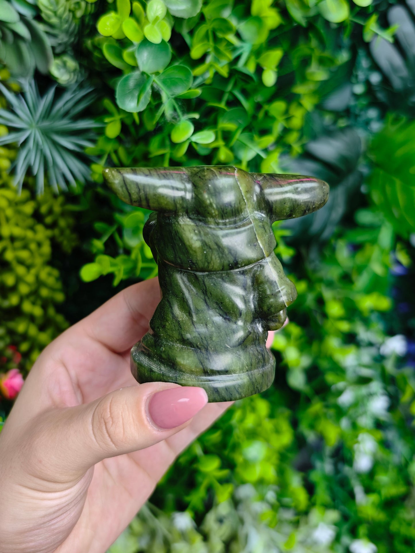 Green Jade Yoda Carving