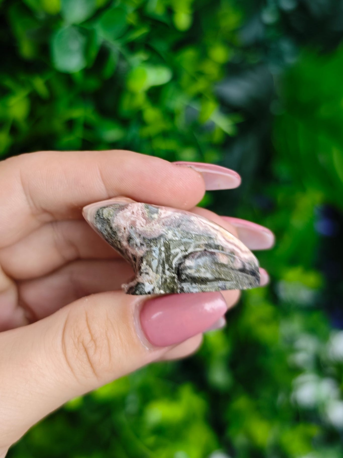 Rhodochrosite Frog Carving