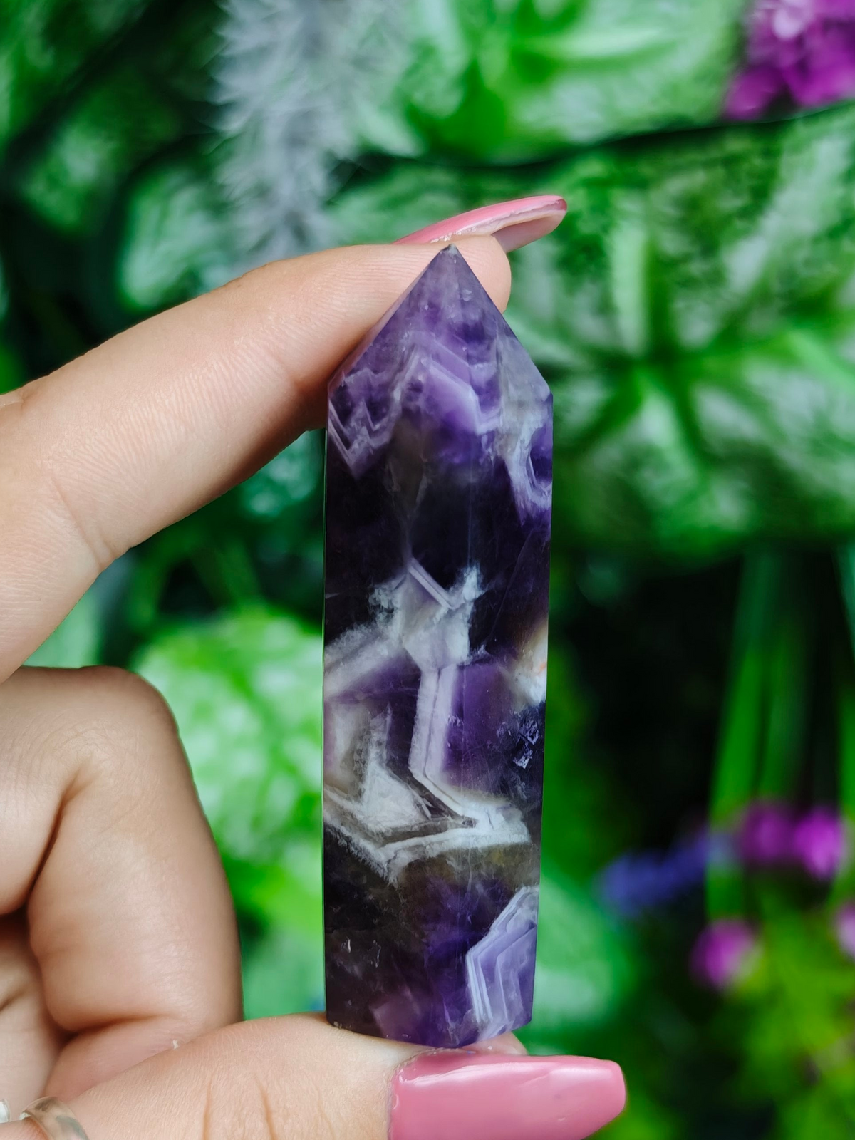 Chevron Amethyst with Smoky Quartz Towers