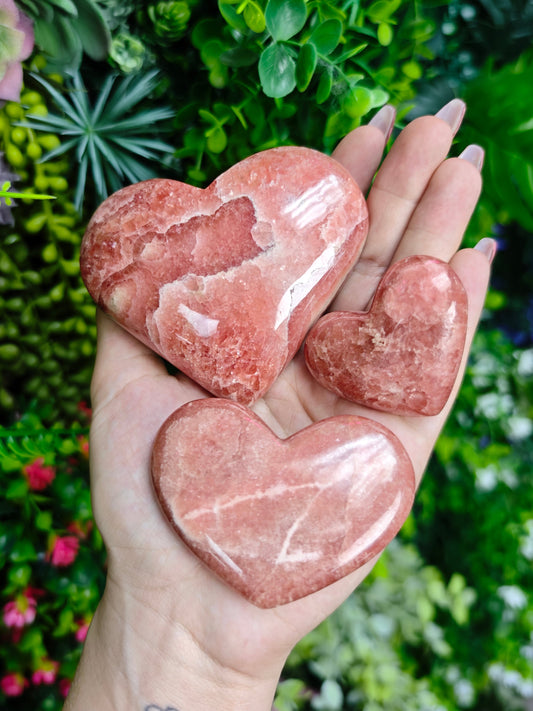 Rhodochrosite Heart Carvings