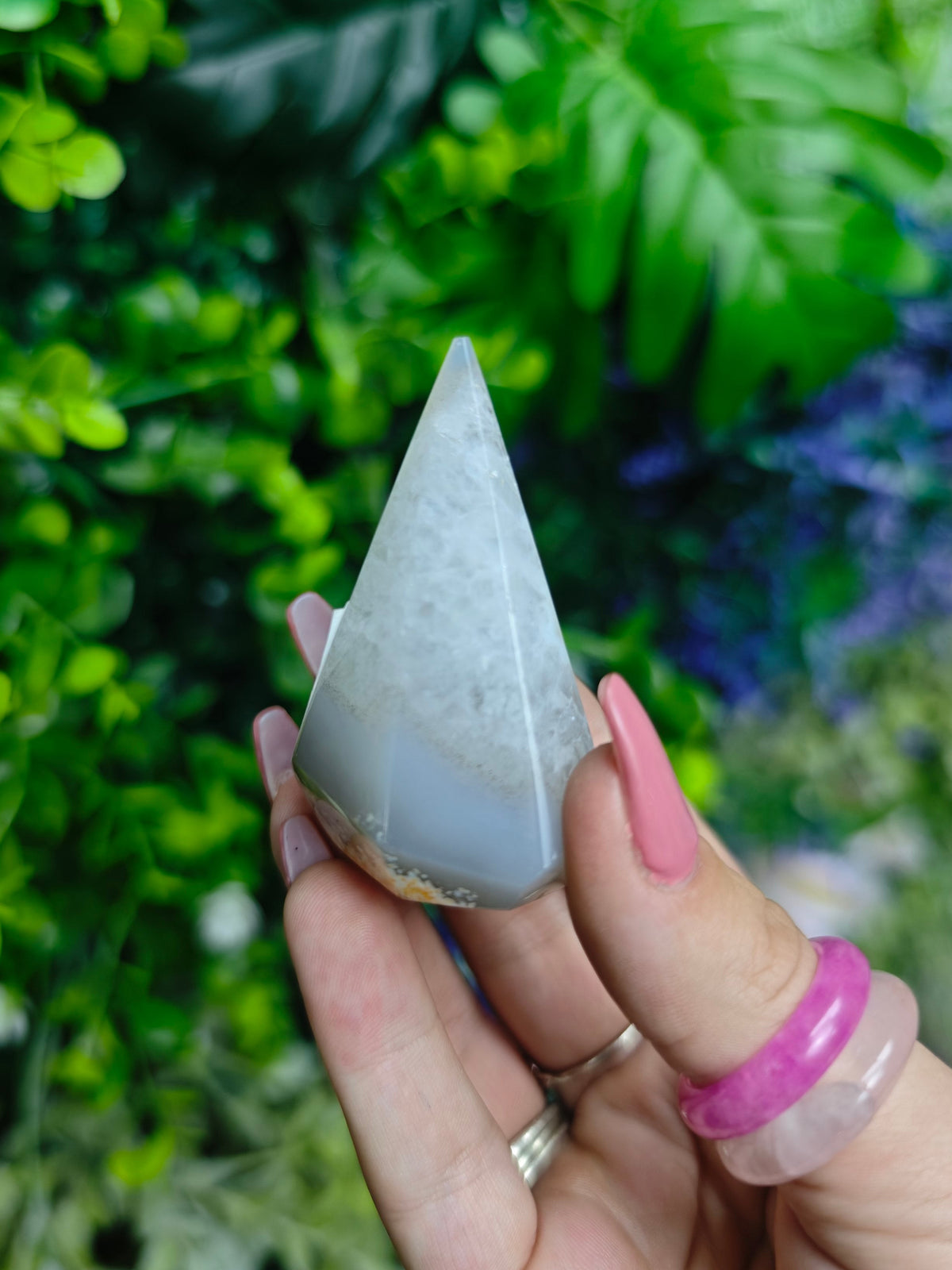 Brazilian Agate & Druzy Quartz Pyramid