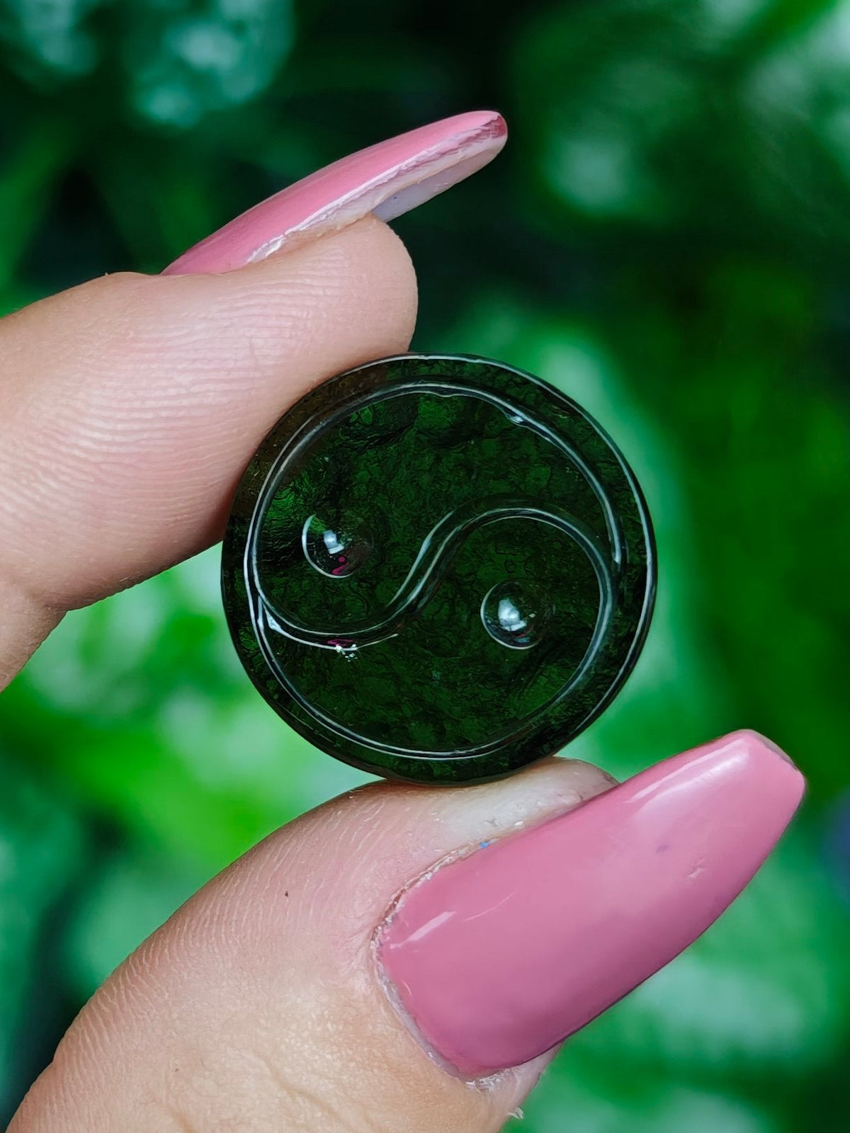 Yin & Yang Moldavite Carving