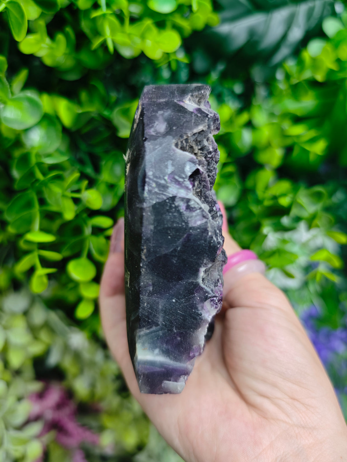 Fluorite Heart Half Raw Half Polished