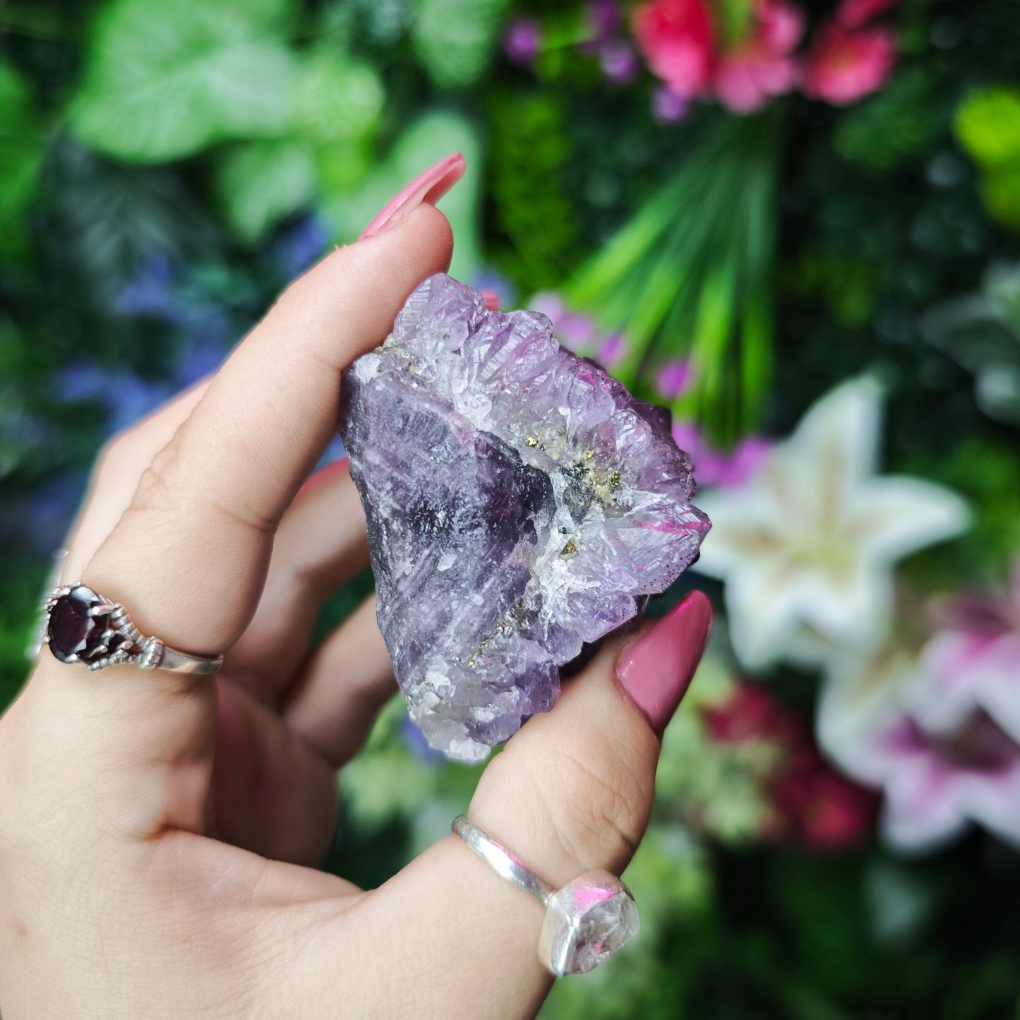Elestial Amethyst on Fluorite Specimen