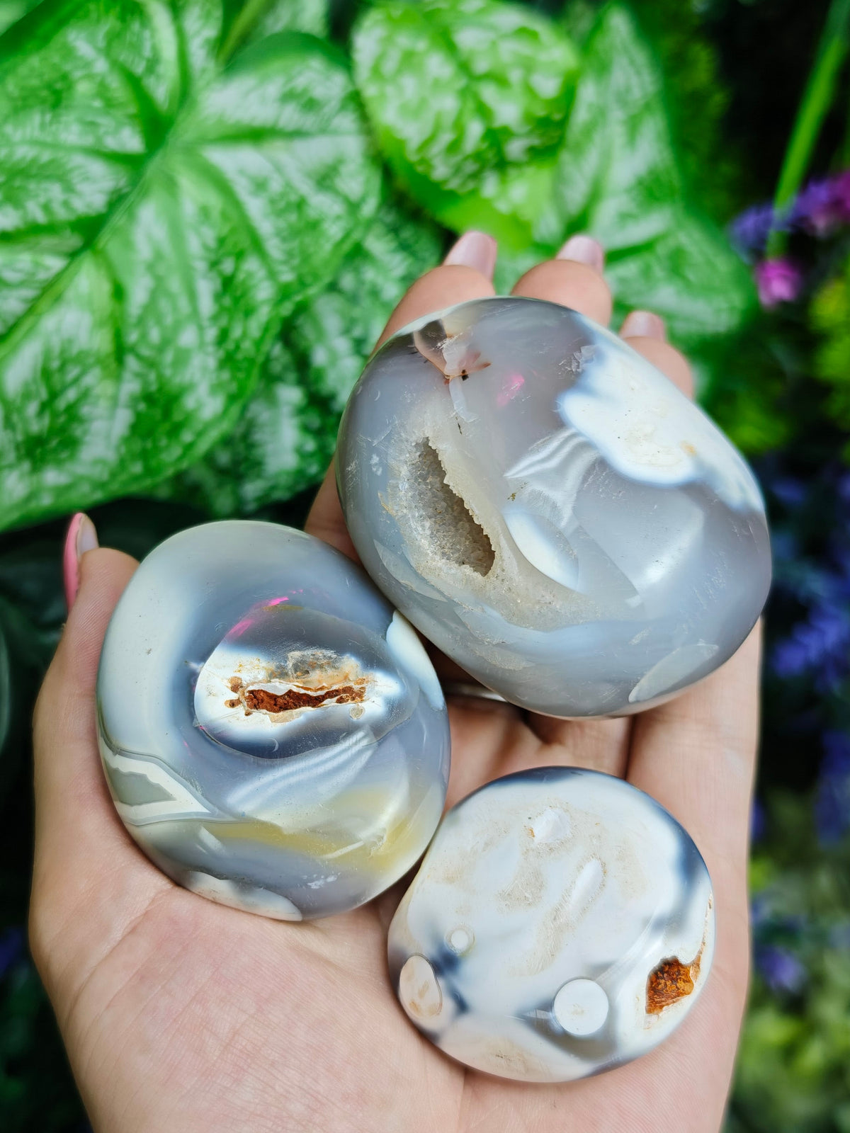Orca Agate Palm Stone with Inclusions