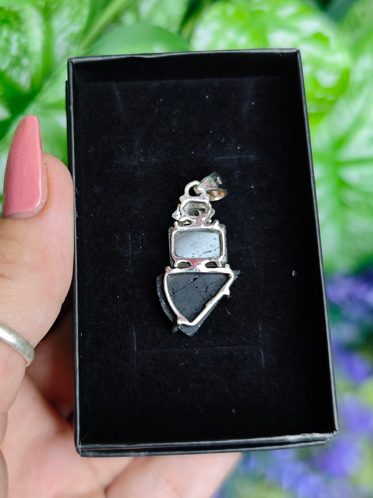 Herkimer Diamond, Rutile Quartz, & Black Tourmaline Sterling Silver Pendant