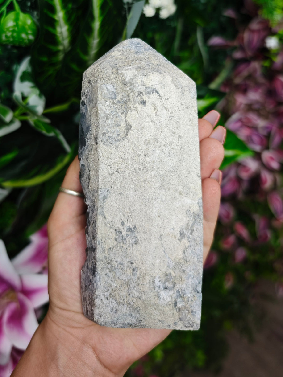 Blue Celestite Raw and Polished Tower